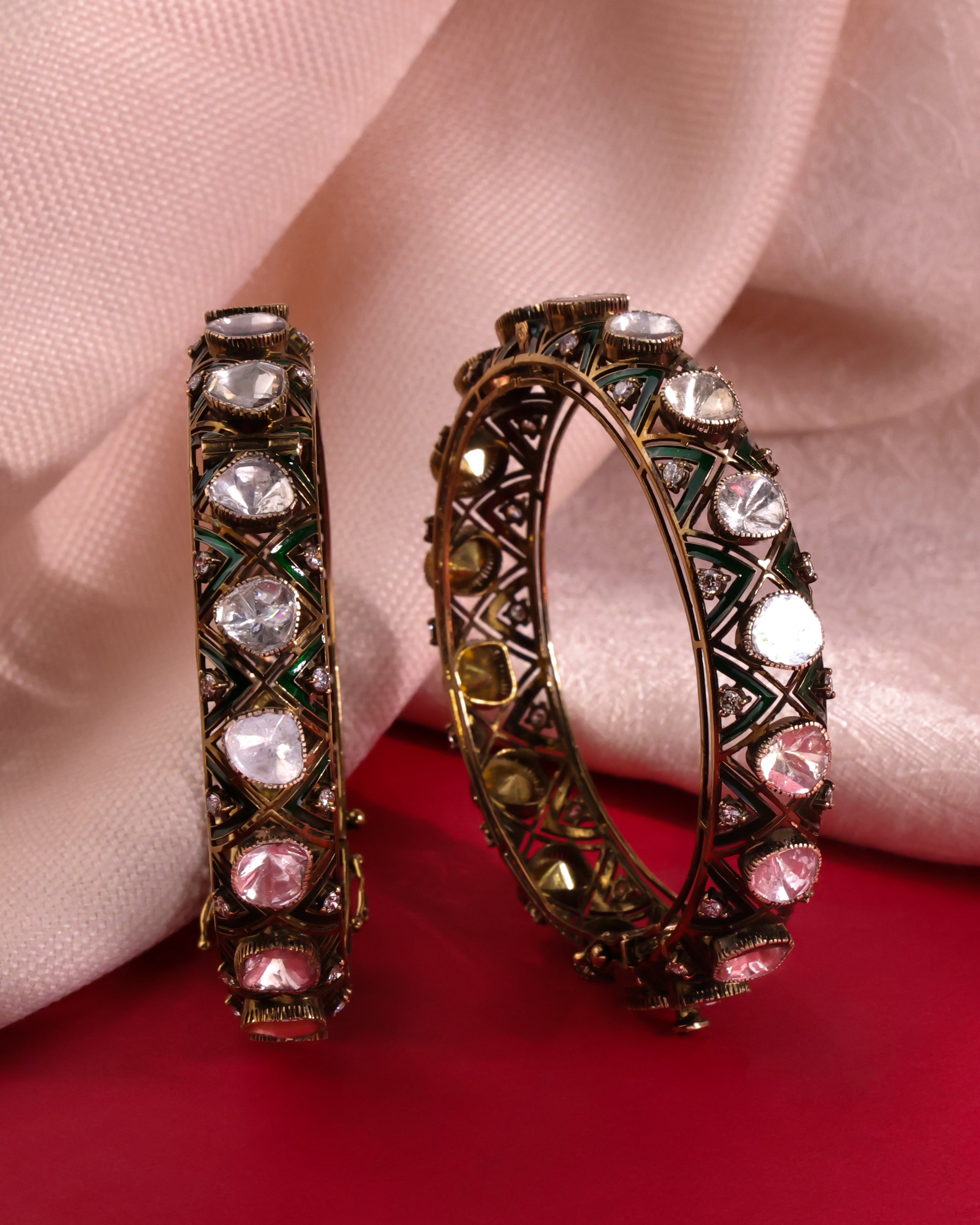 Haniya Polki And Diamond Bangle