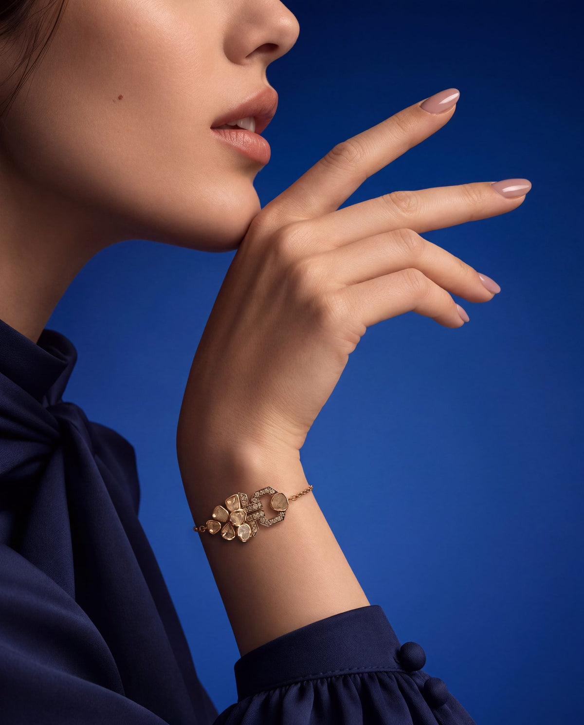 Karvi Polki And Diamond Loose Bracelet