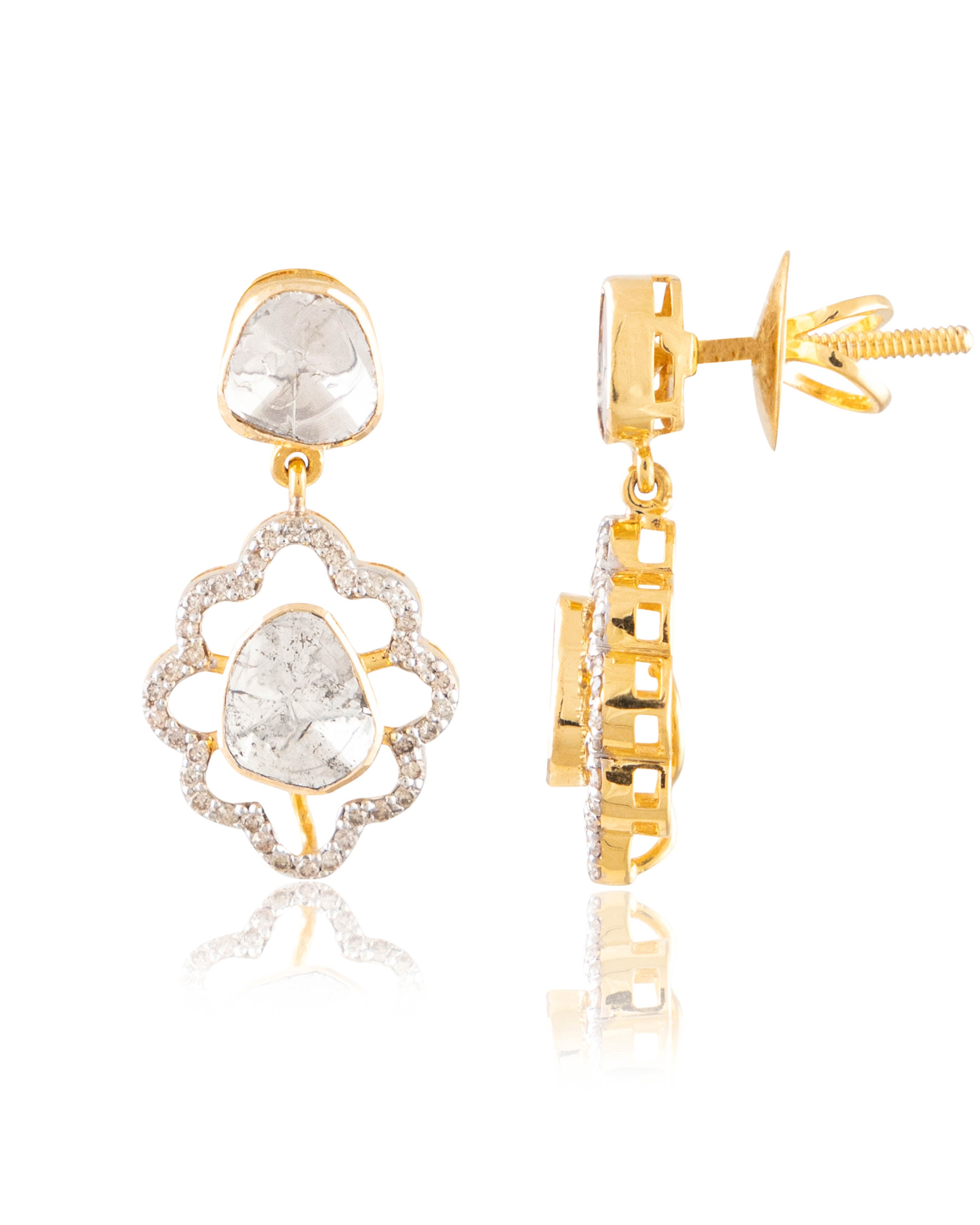 Lyra Polki And Diamond Long Earrings