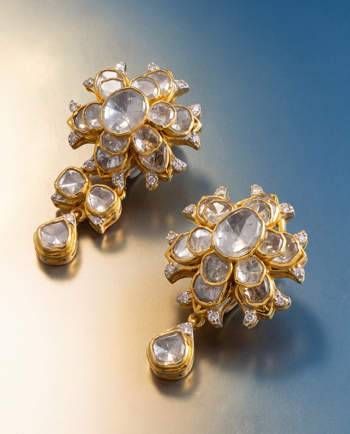 Ritu Polki And Diamond Long Earrings