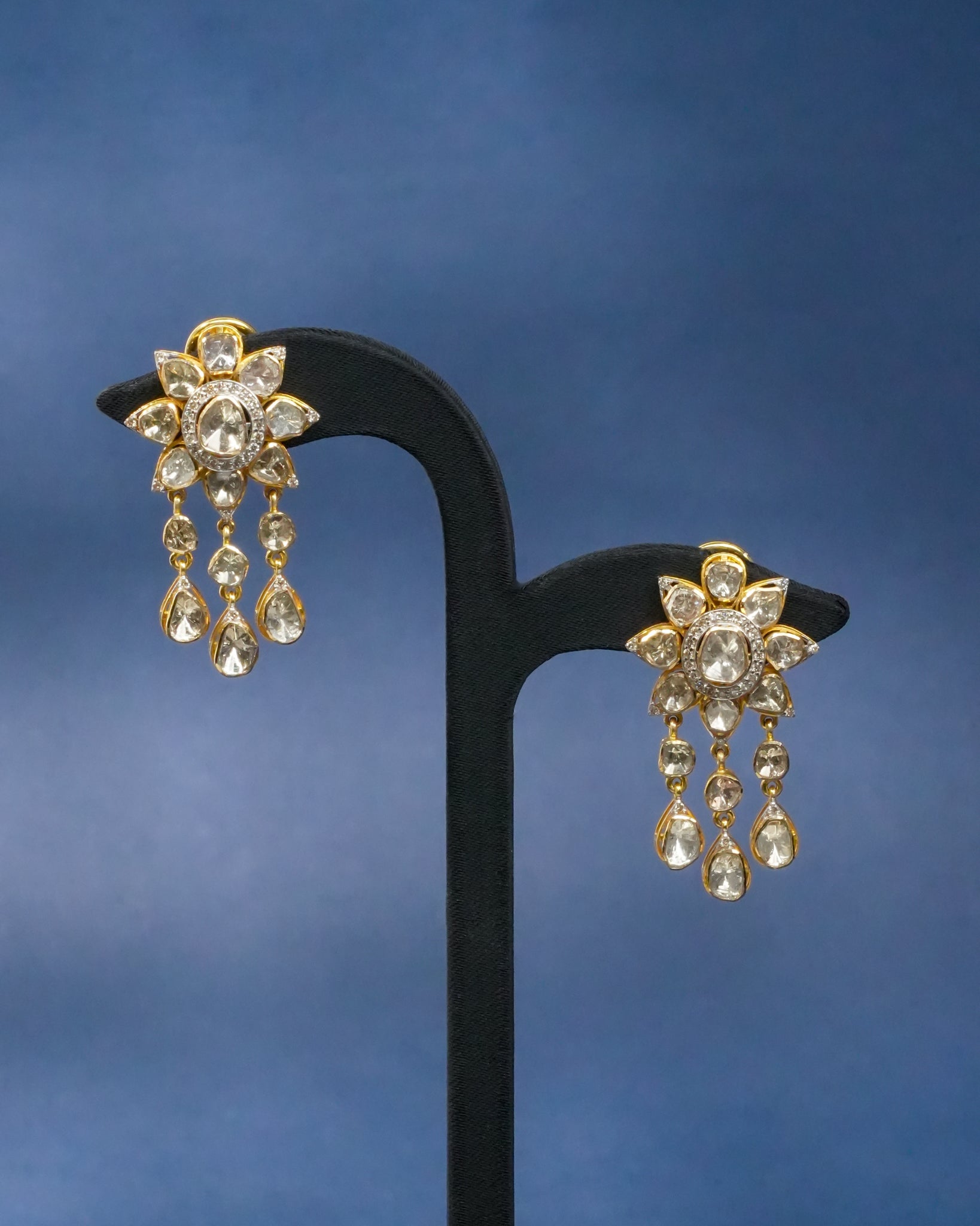 Niha Polki And Diamond Long Earrings
