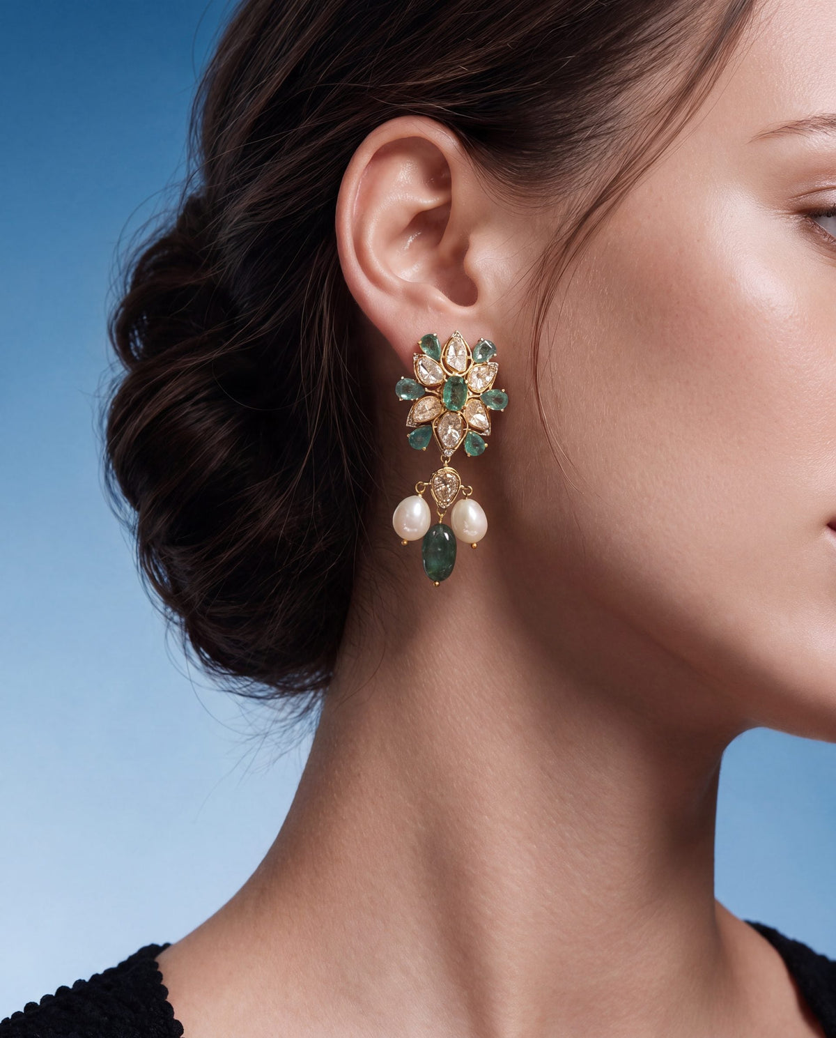 Raiza Polki And Diamond Long Earrings