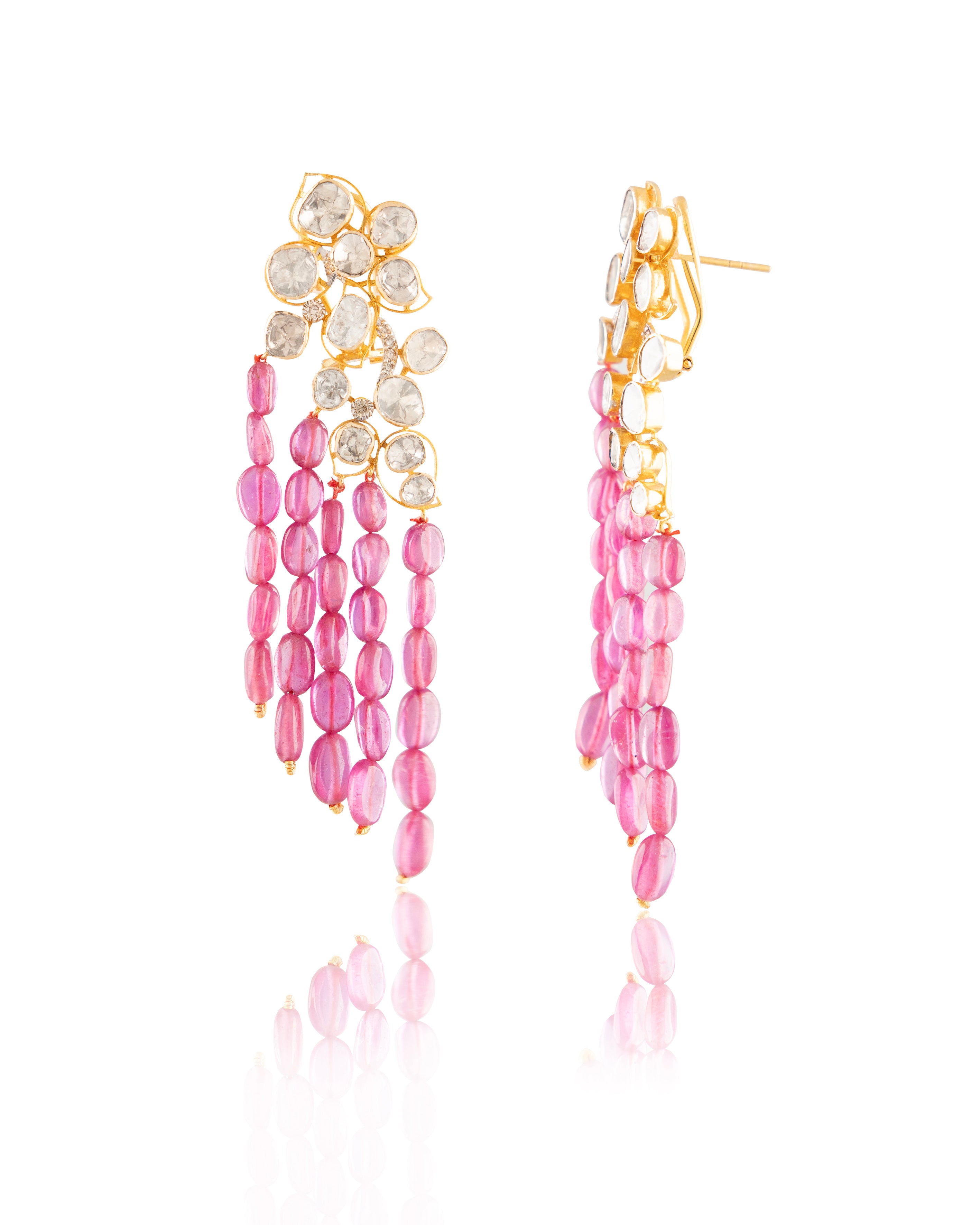 Hania Polki And Diamond Long Earrings