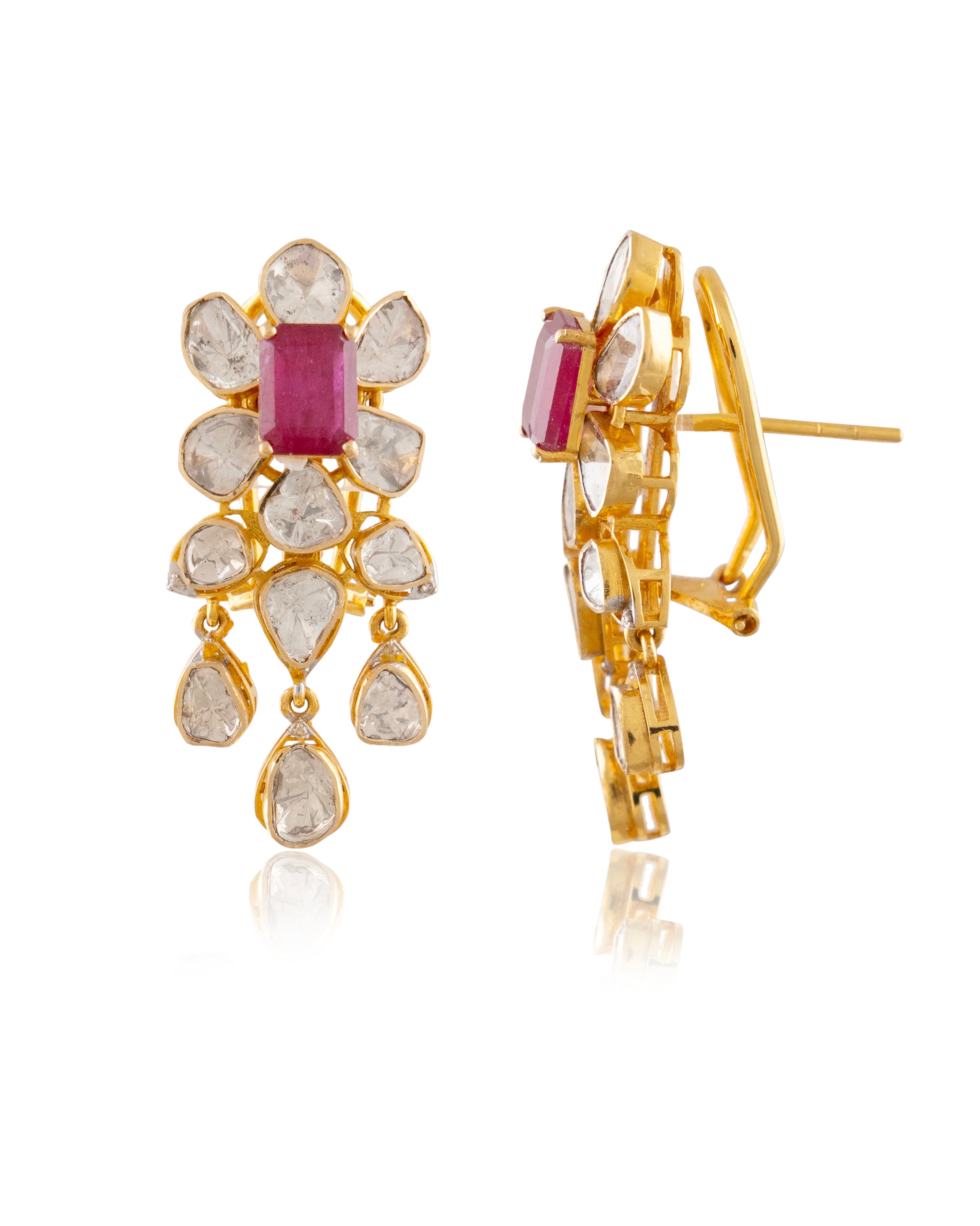 Livya Polki And Diamond Long Earrings