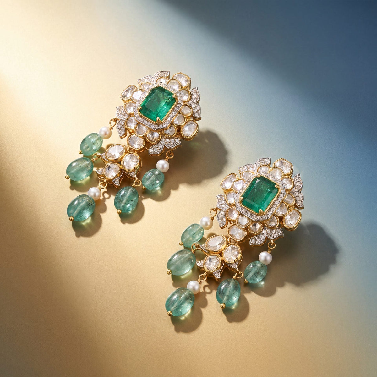 Shruti Polki And Diamond Long Earrings
