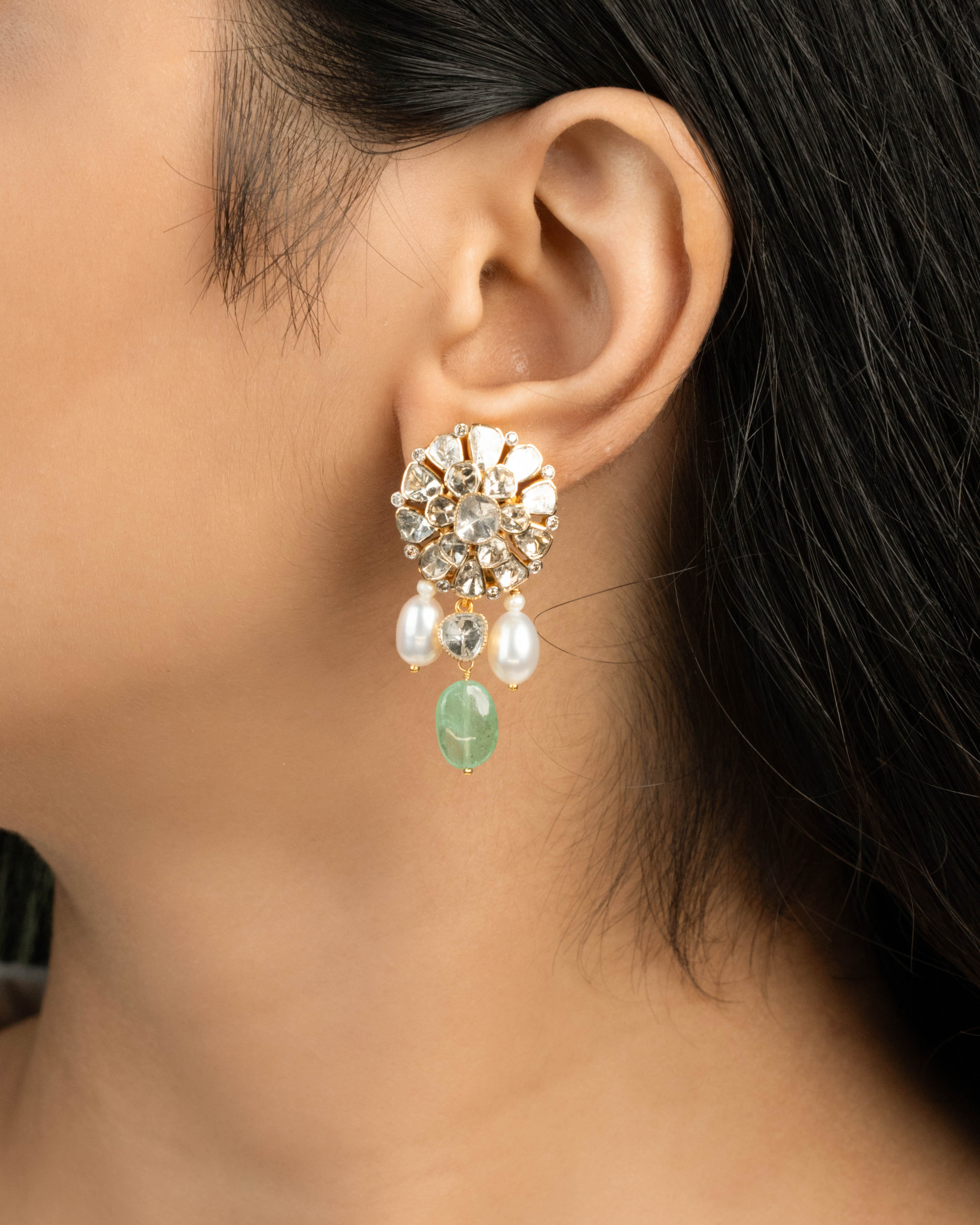 Nida Choker And Sushmita Long Earrings Polki And Diamond Set