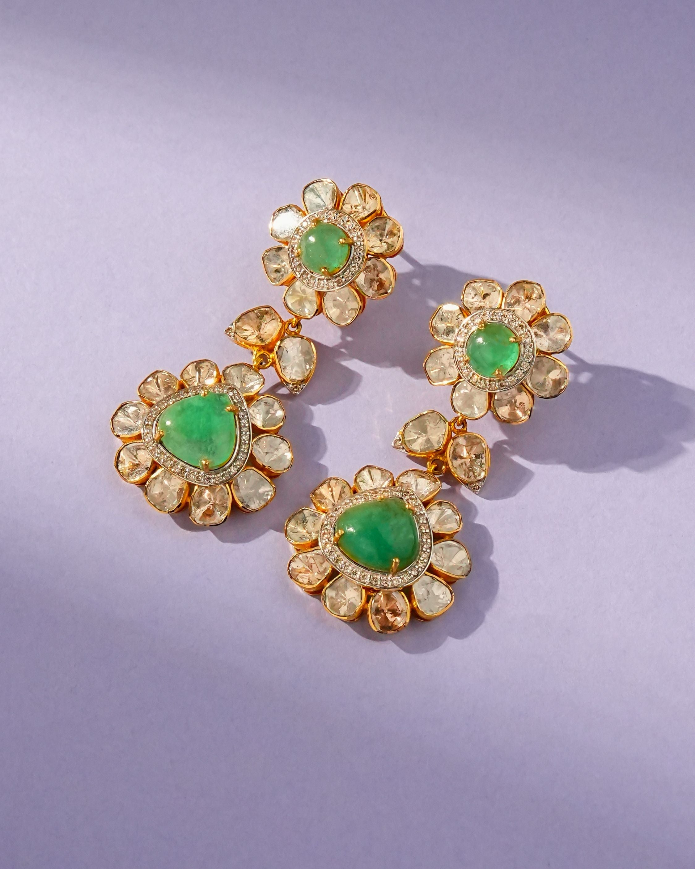 Laiba Polki And Diamond Long Earrings