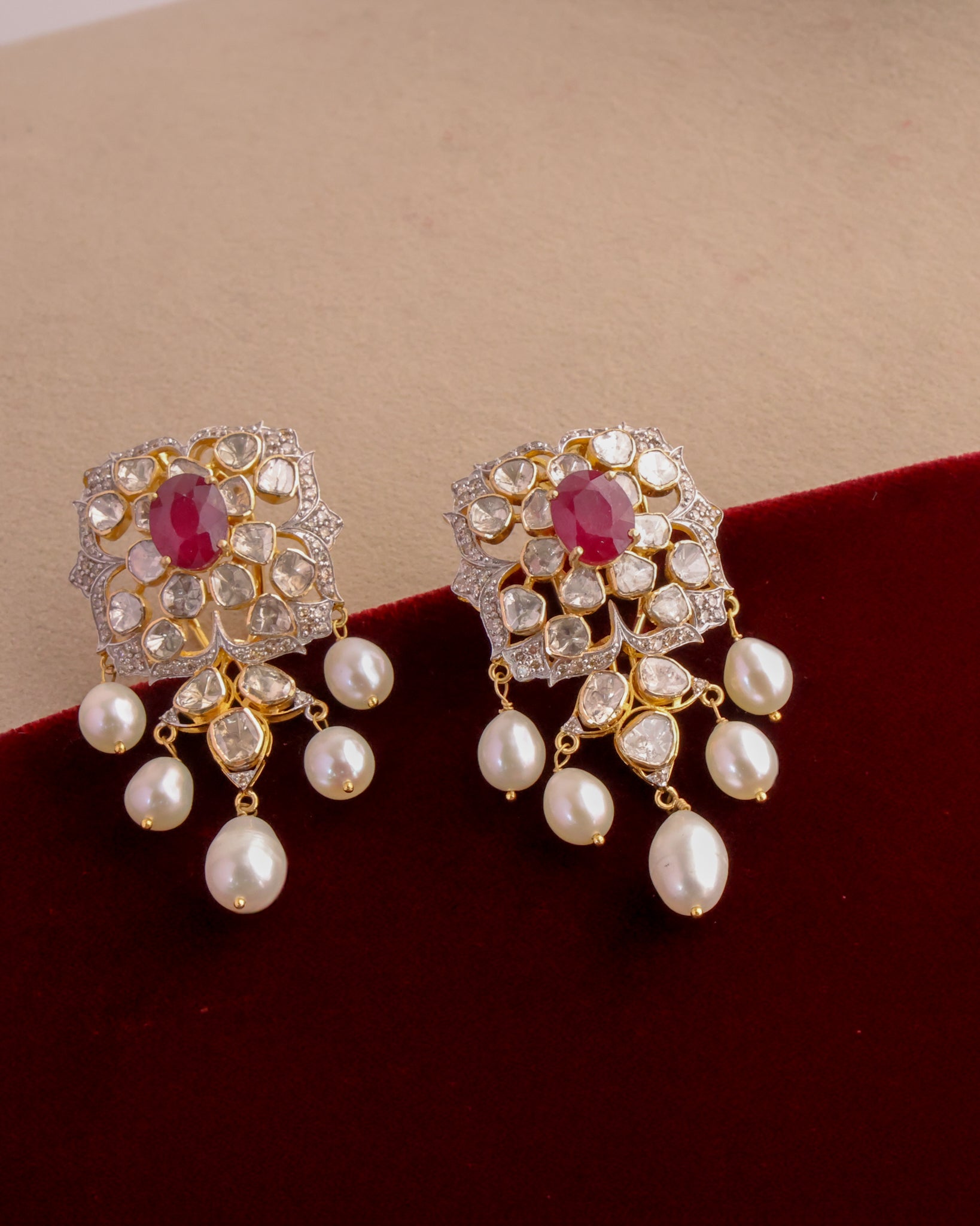 Grace Polki And Diamond Long Earrings