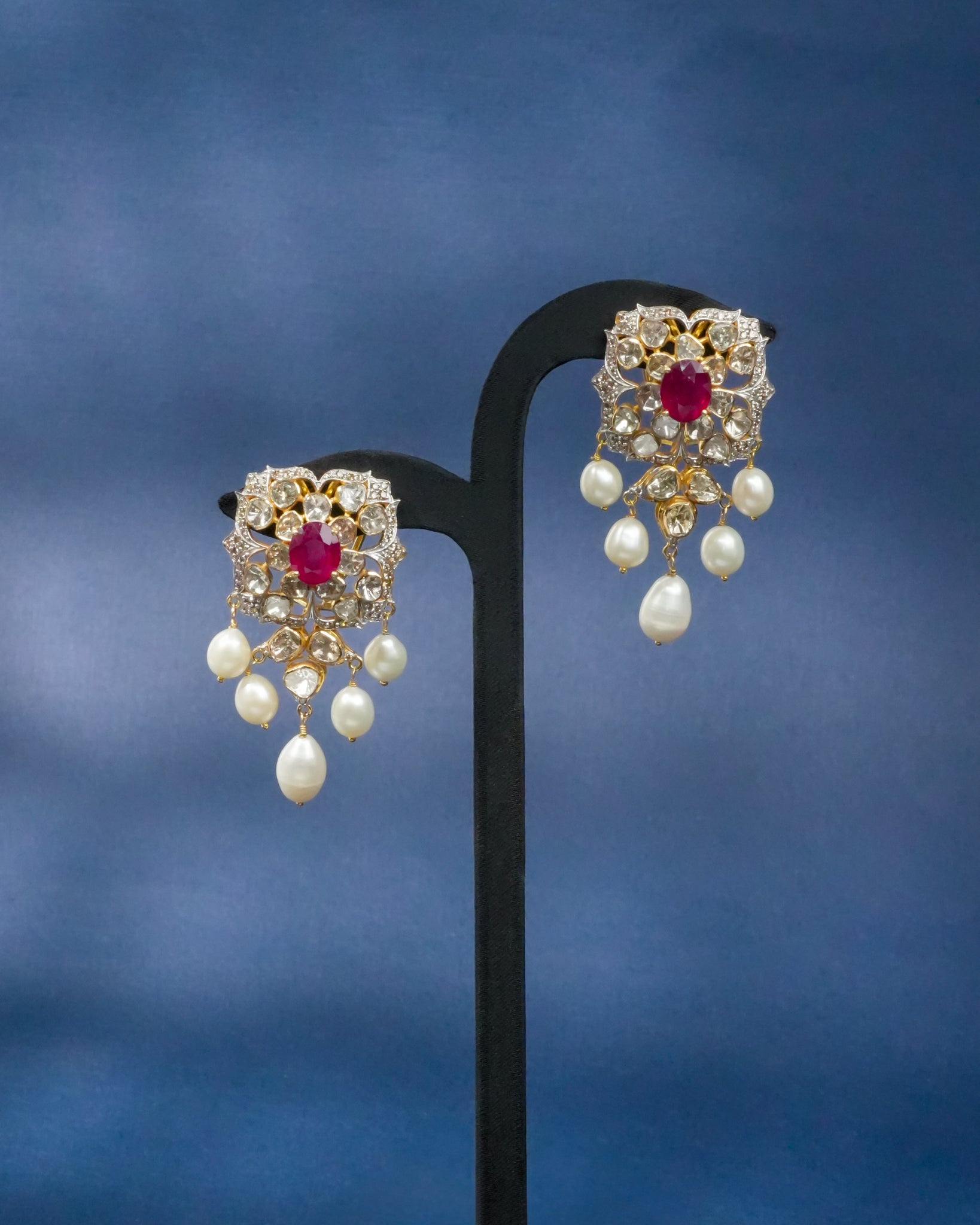 Grace Polki And Diamond Long Earrings