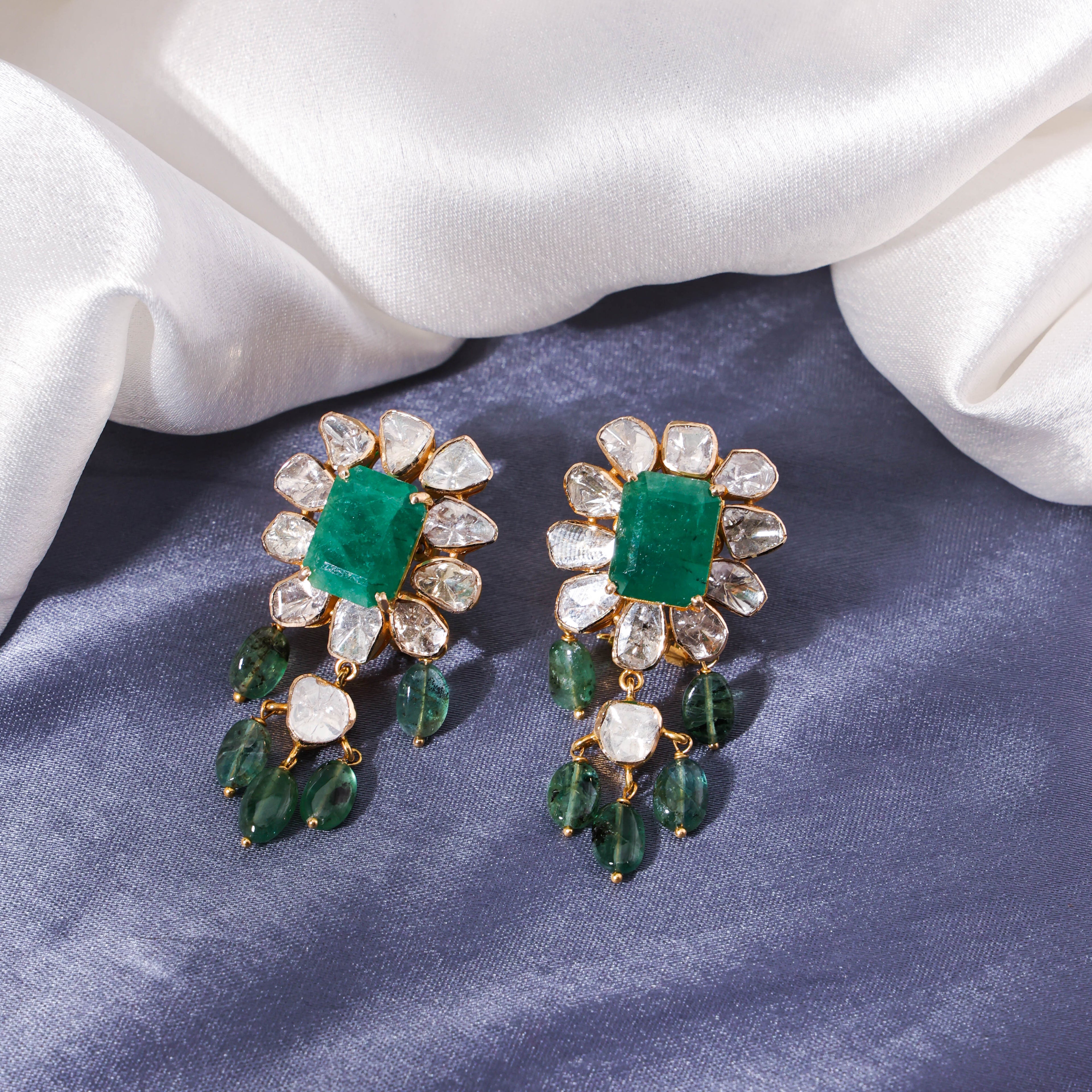 Hina Polki Long Earrings