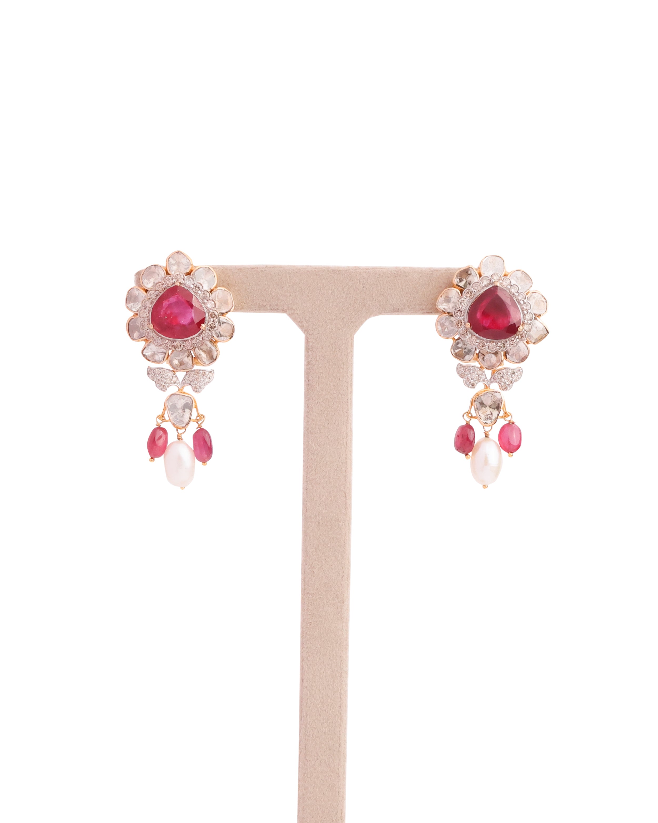 Ziya Polki And Diamond Long Earrings