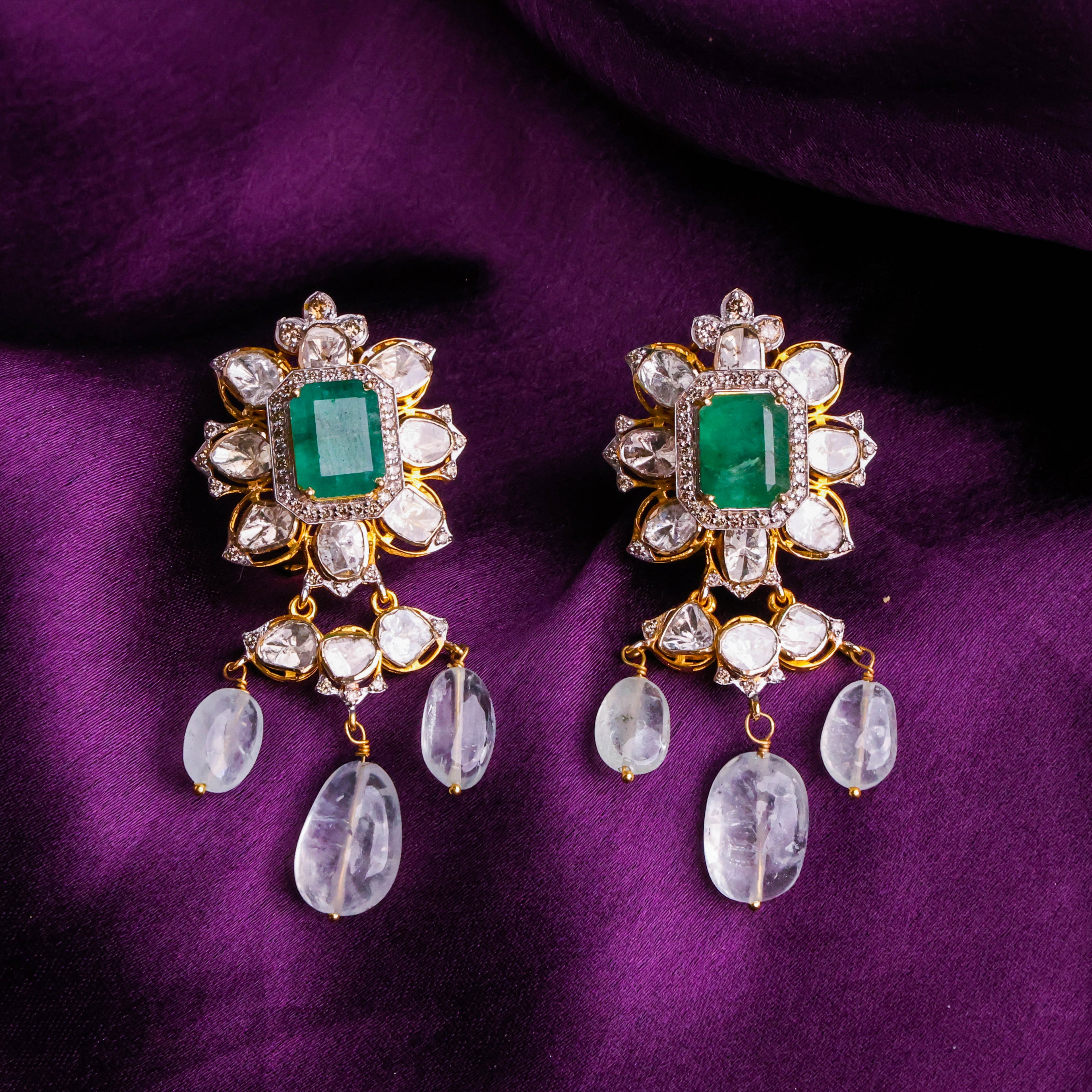 Sanjana Polki And Diamond Long Earrings