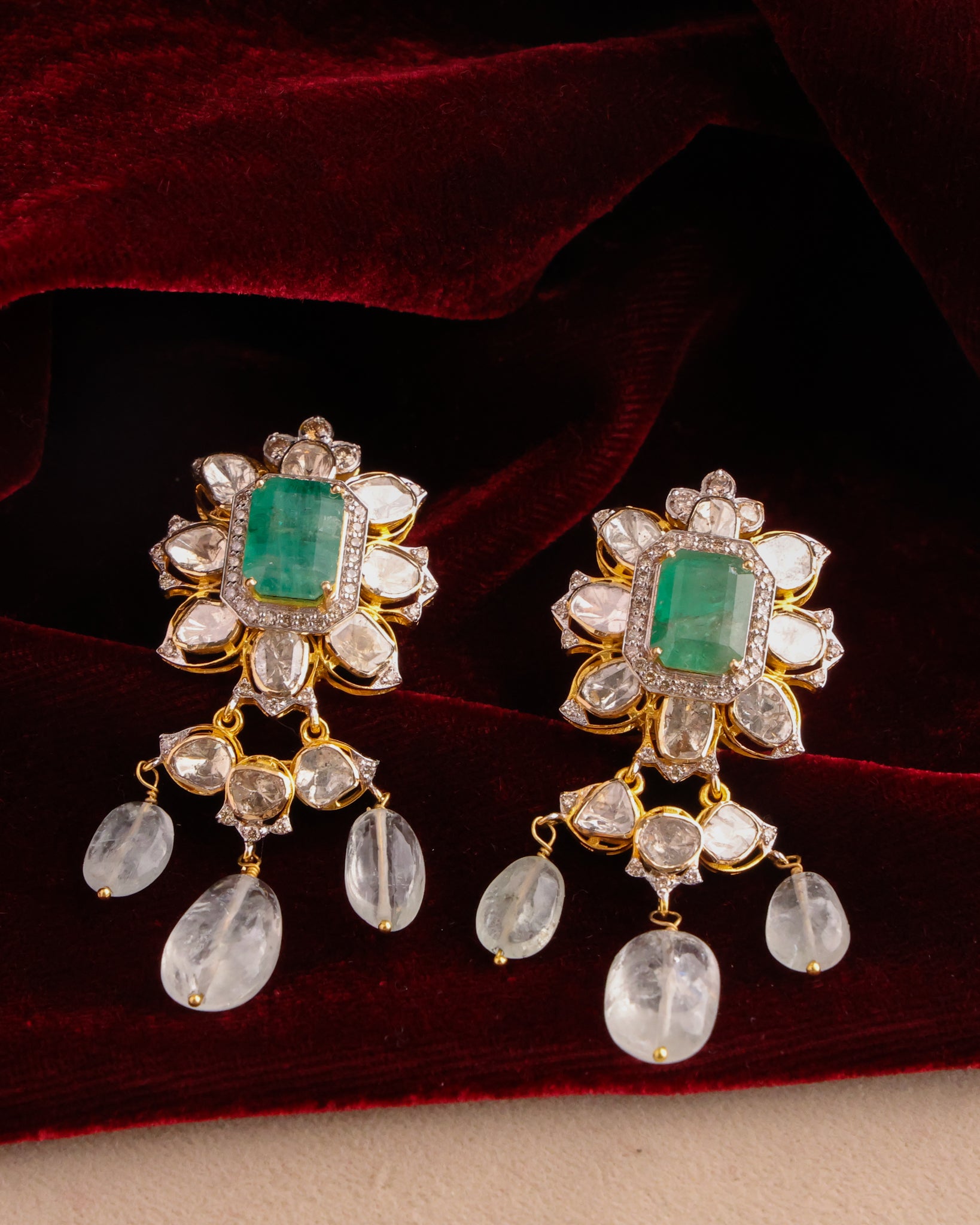 Novira Polki And Diamond Long Earrings