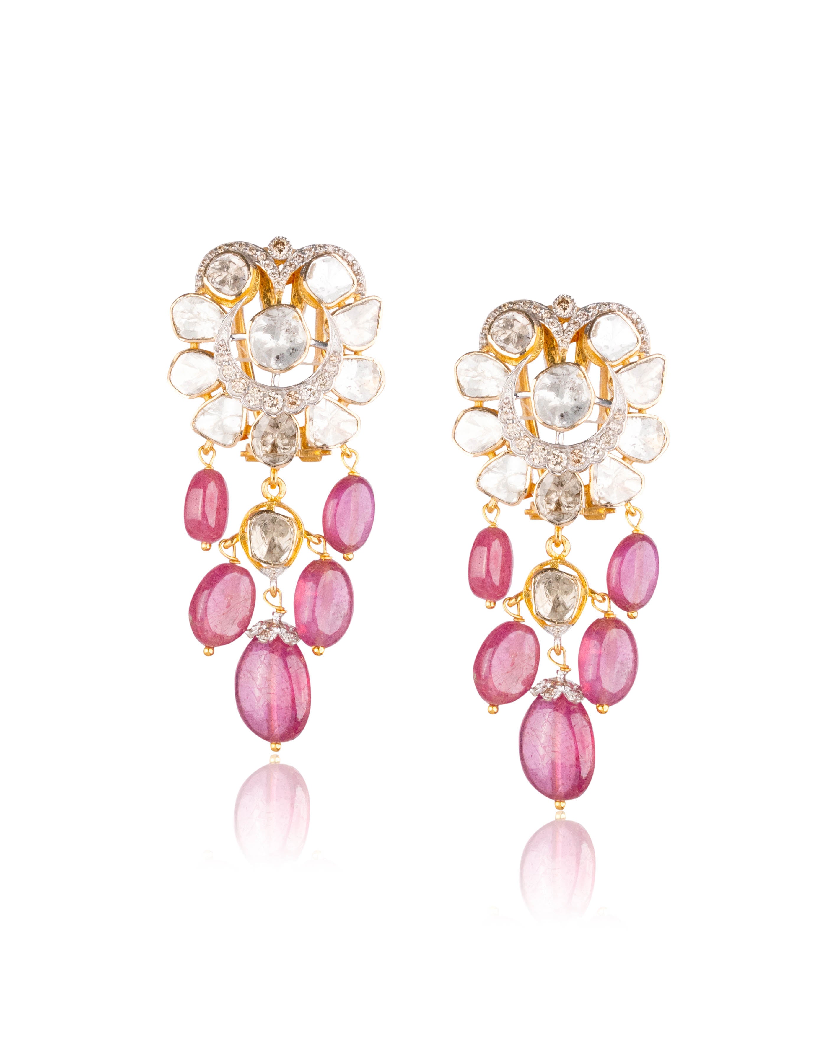 Elisia Polki And Diamond Long Earrings