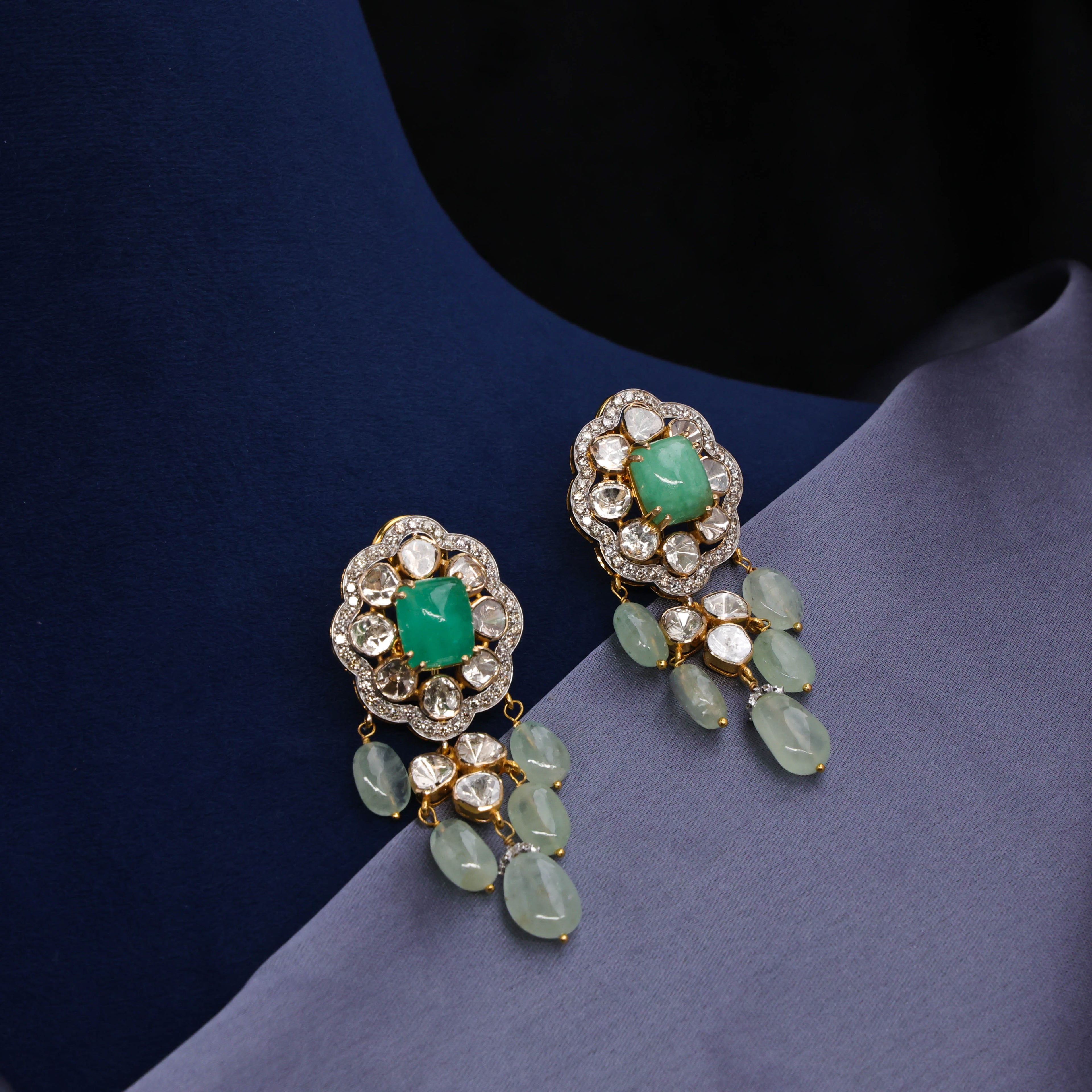 Riva Polki And Diamond Long Earrings