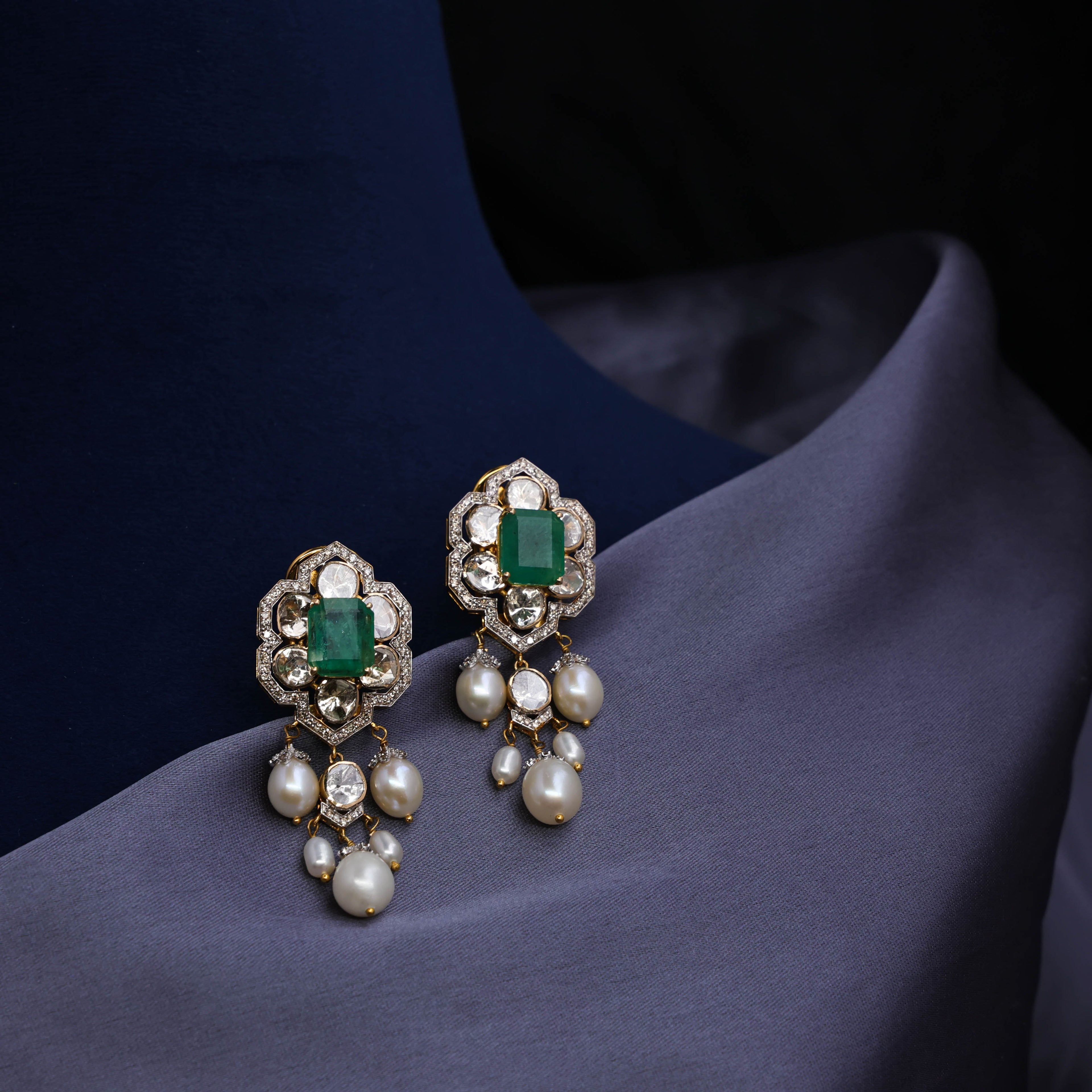 Winnie Polki And Diamond Long Earrings