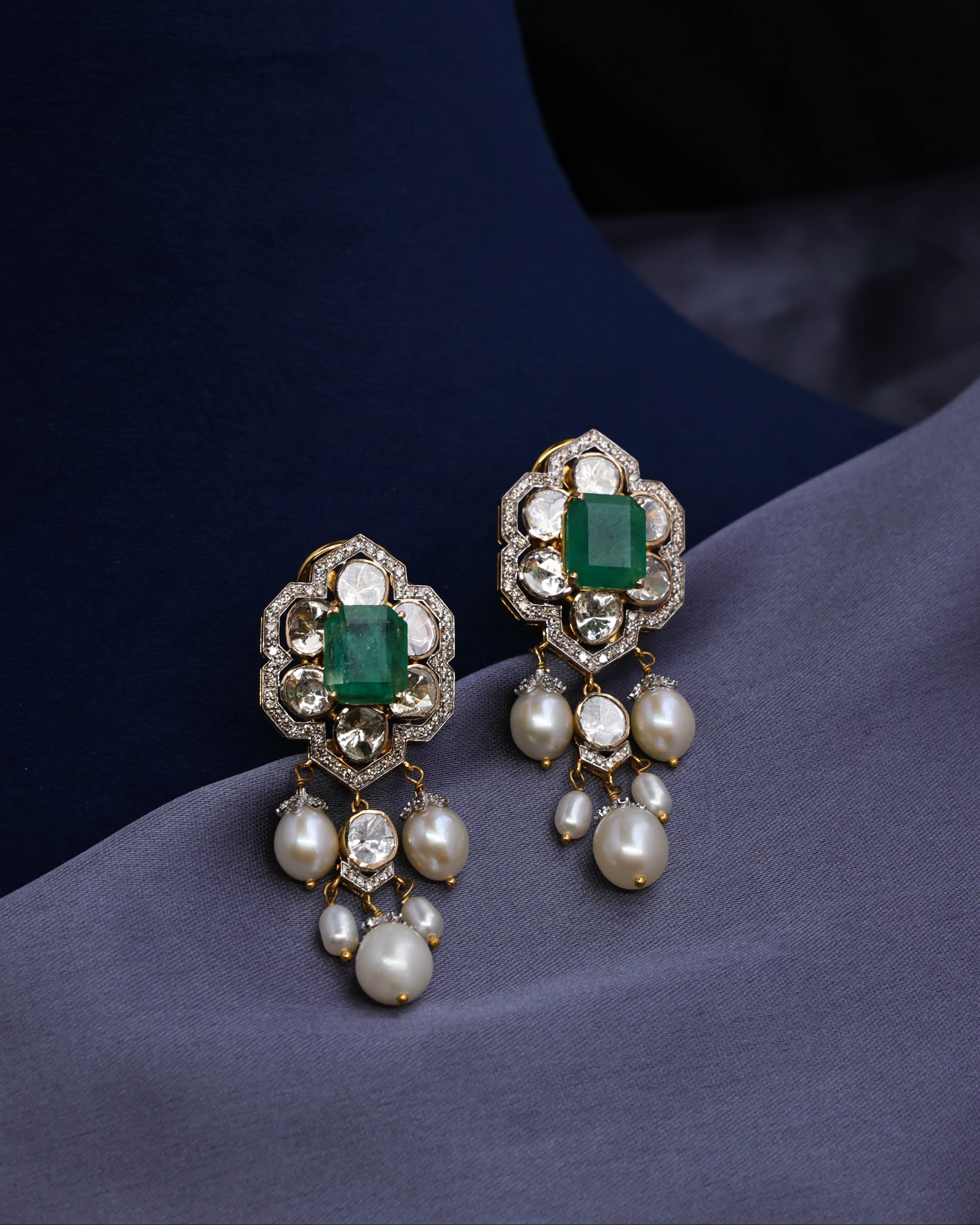 Winnie Polki And Diamond Long Earrings