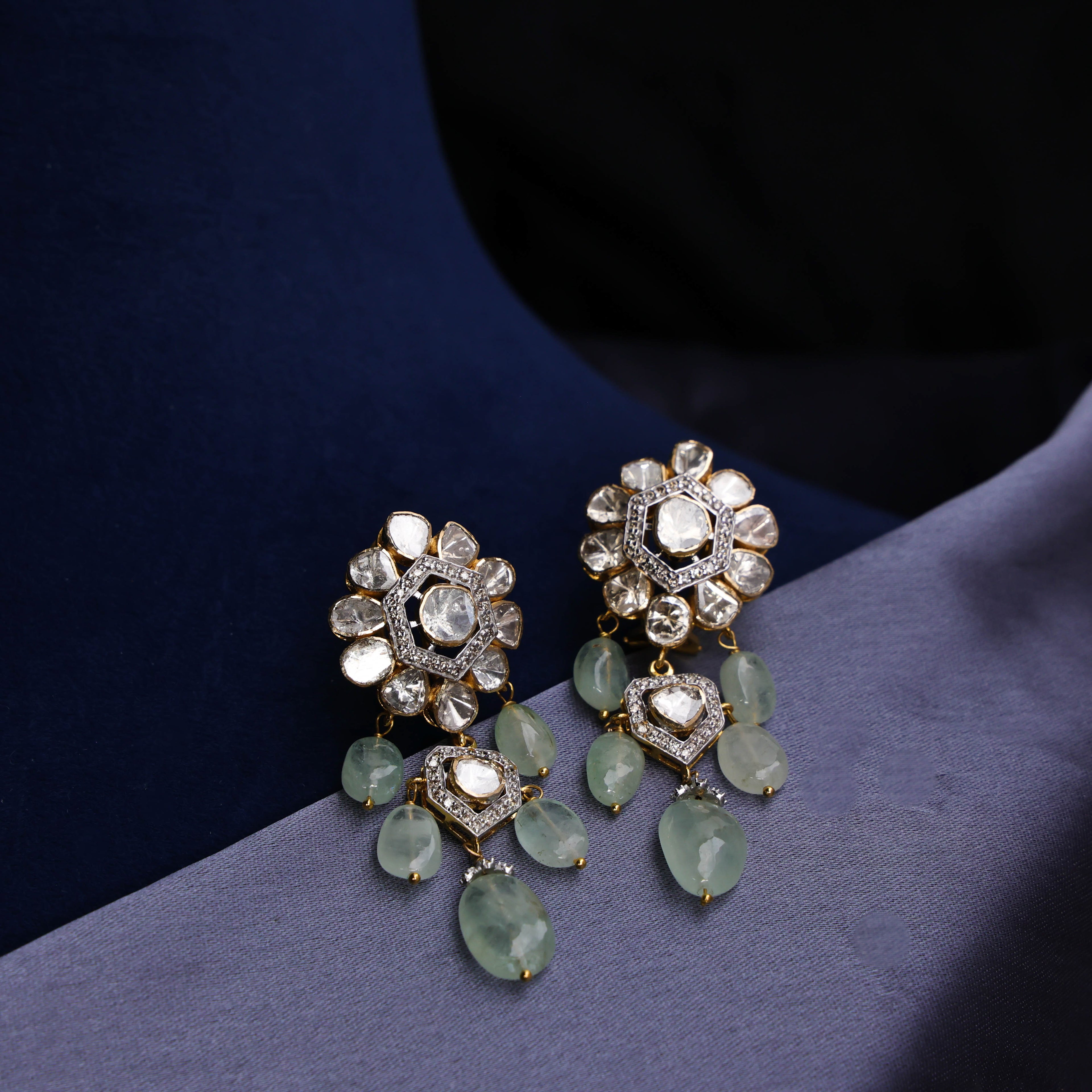 Sheetal Polki And Diamond Long Earrings