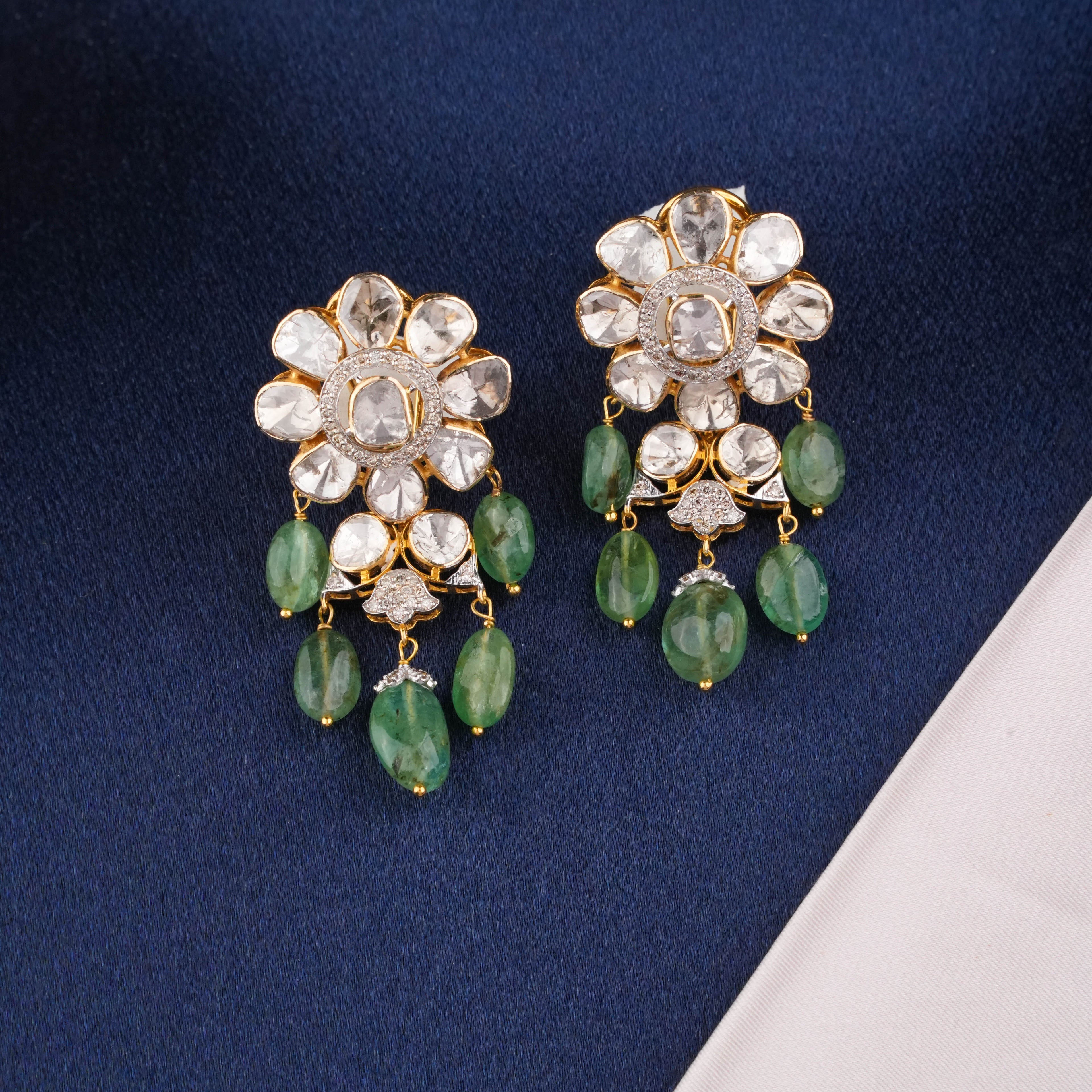 Felicia Polki And Diamond Long Earrings