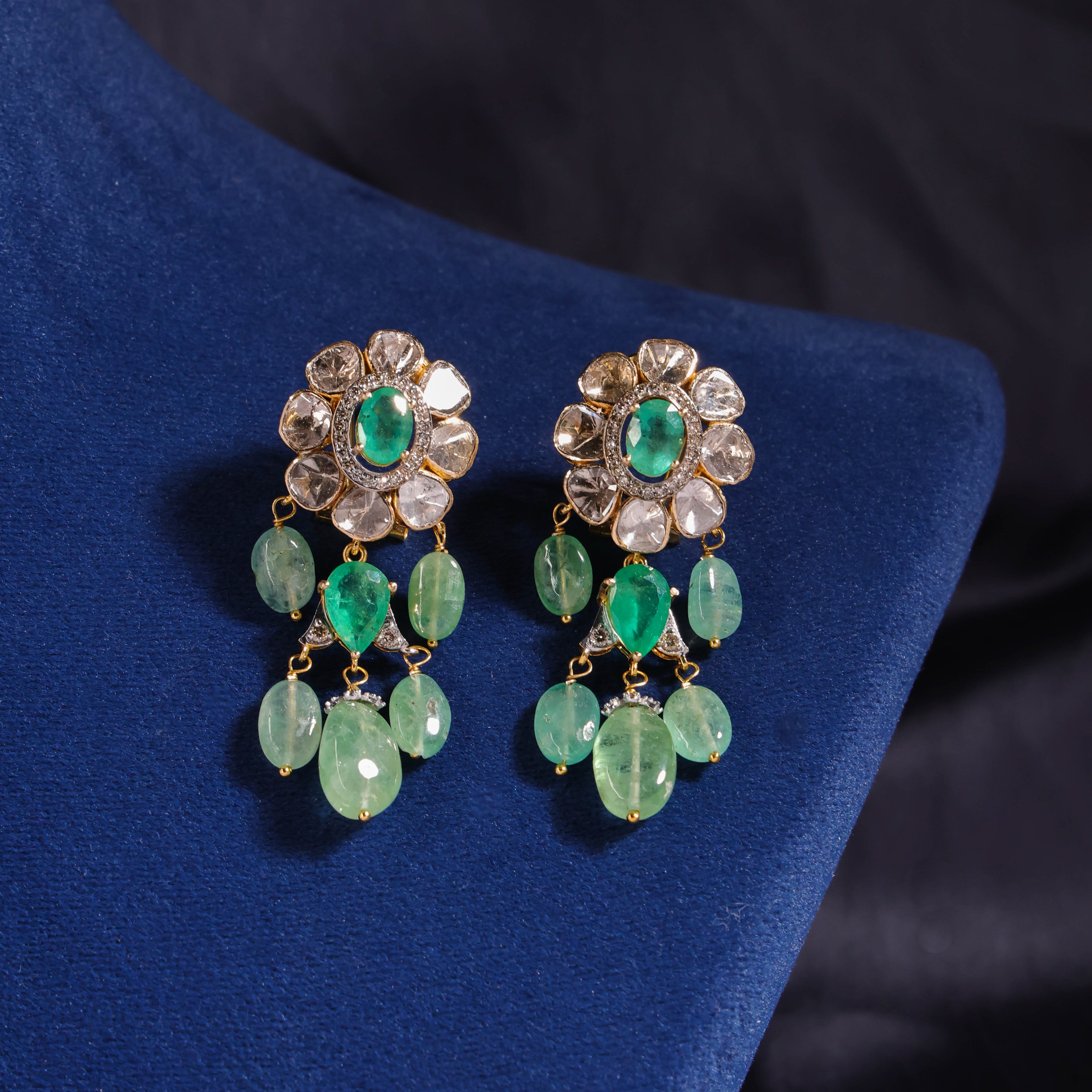 Niya Polki And Diamond Long Earrings