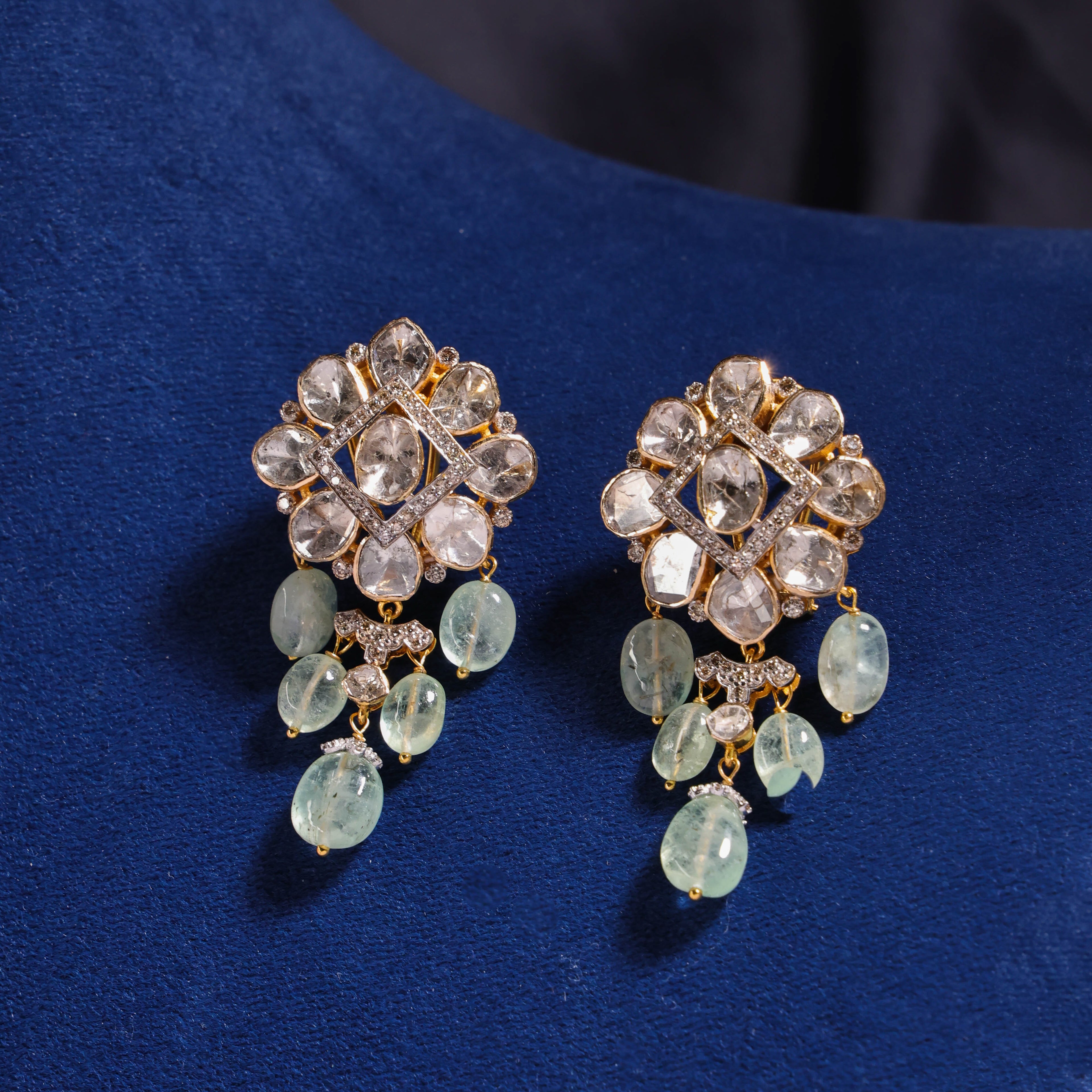Deetya Polki And Diamond Long Earrings