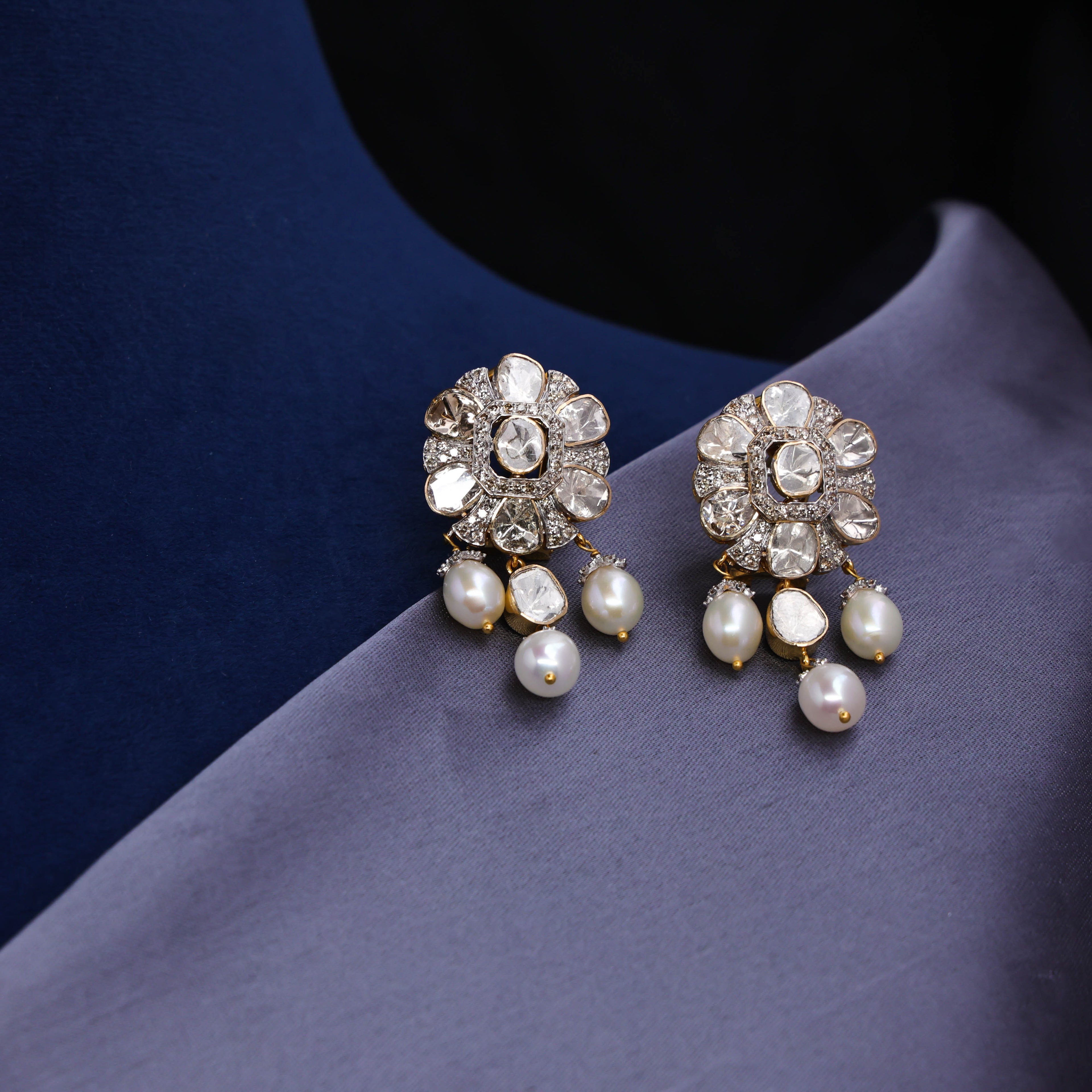 Meera Polki And Diamond Long Earrings