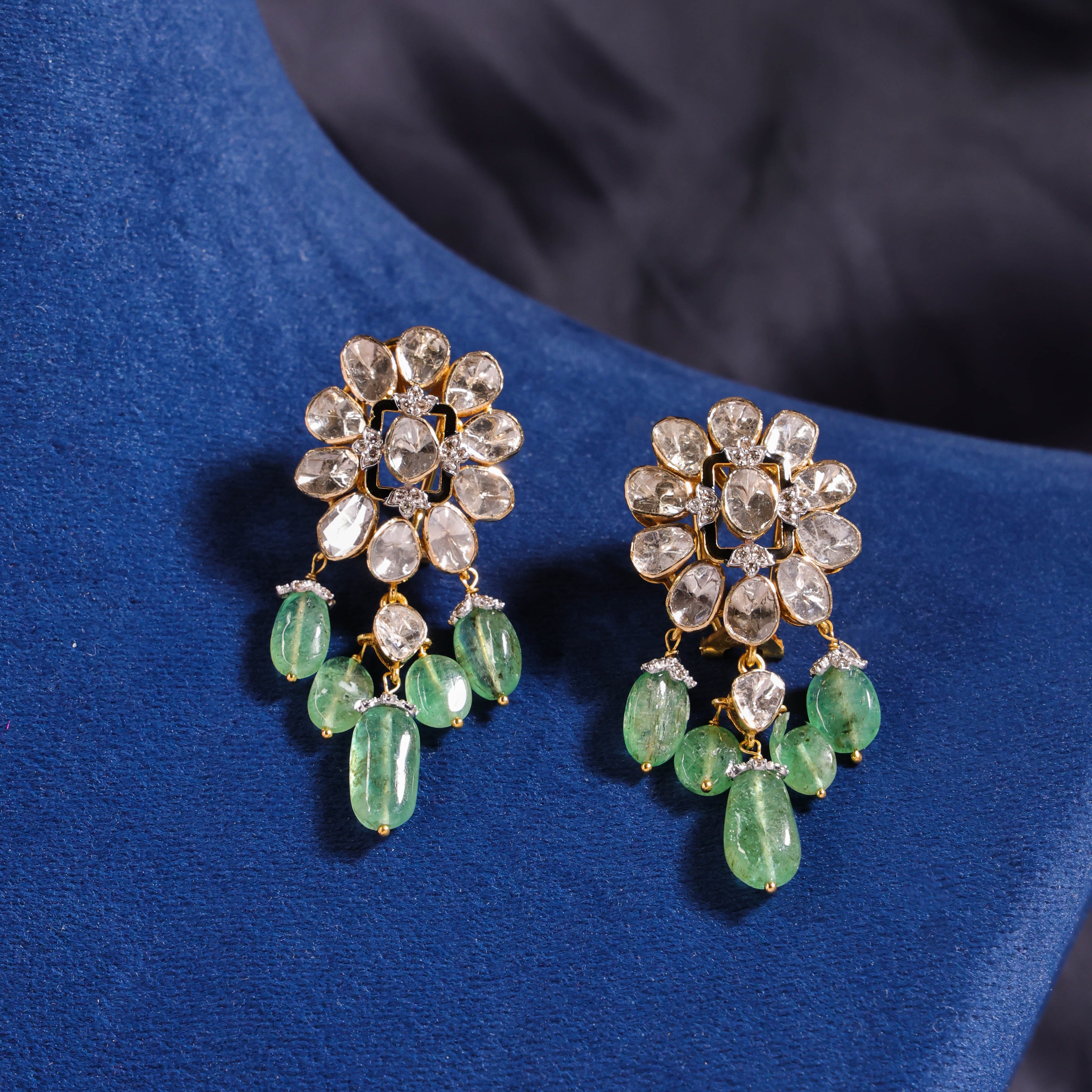 Shazia Polki And Diamond Long Earrings