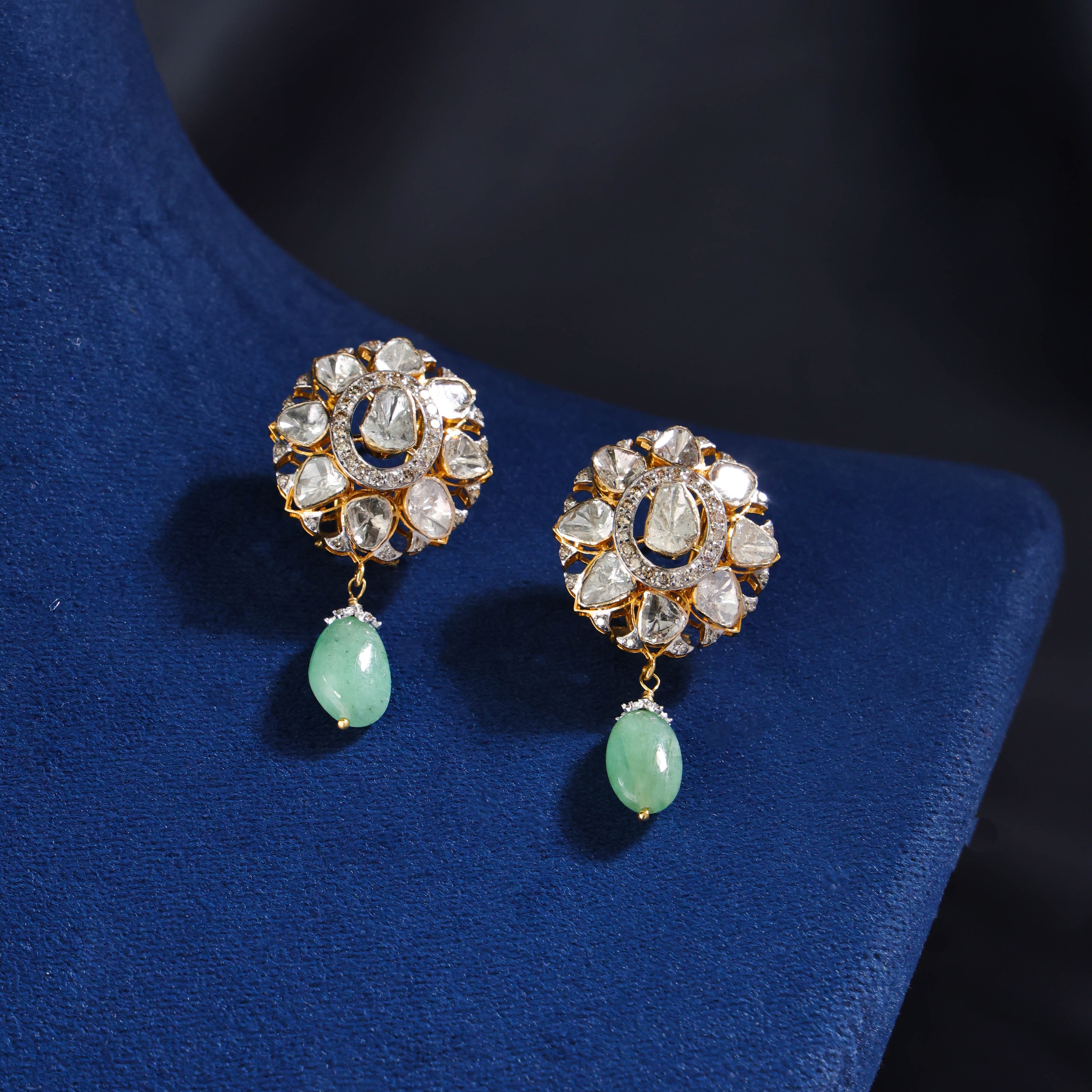 Leena Polki And Diamond Long Earrings