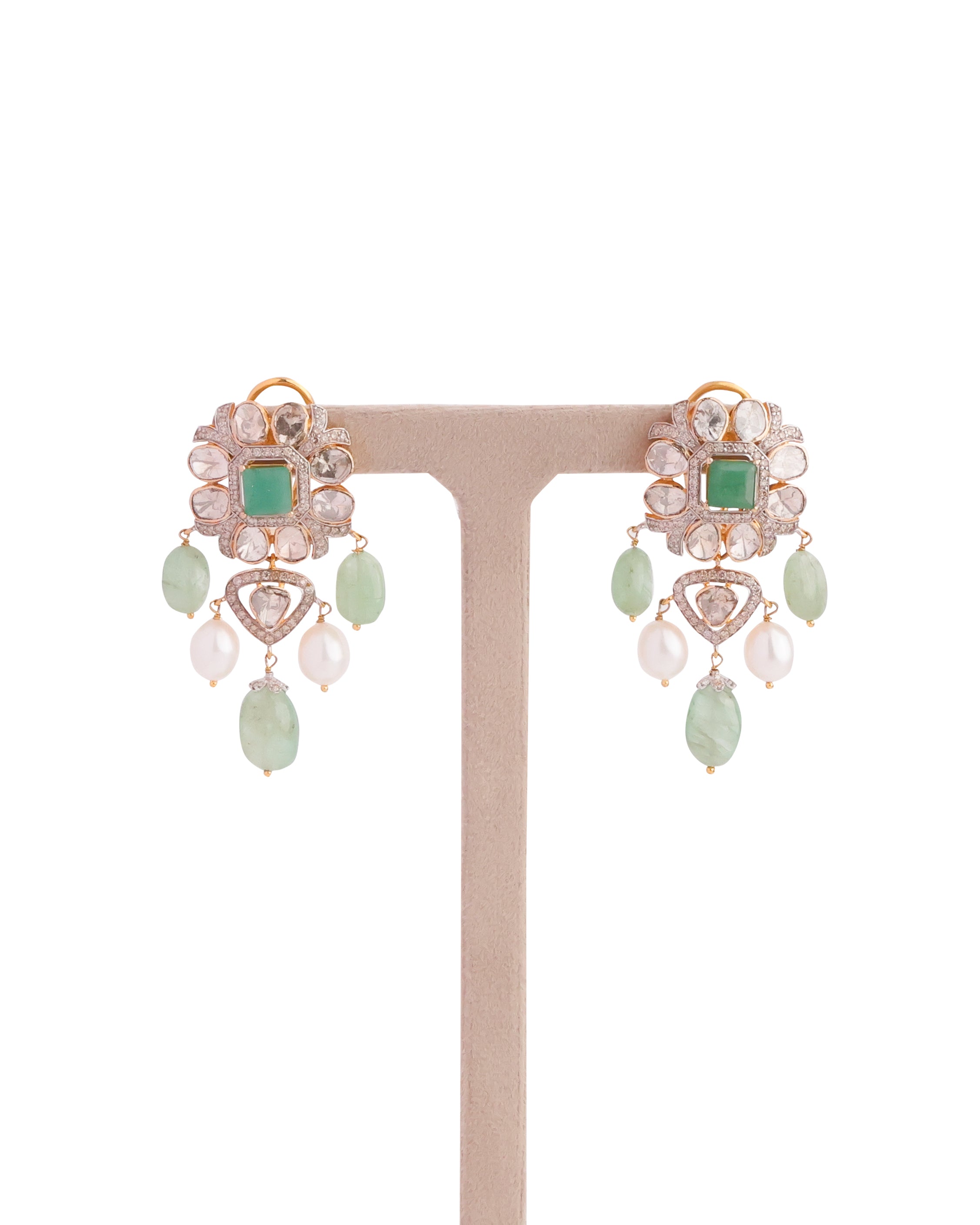 Limsha Polki And Diamond Long Earrings