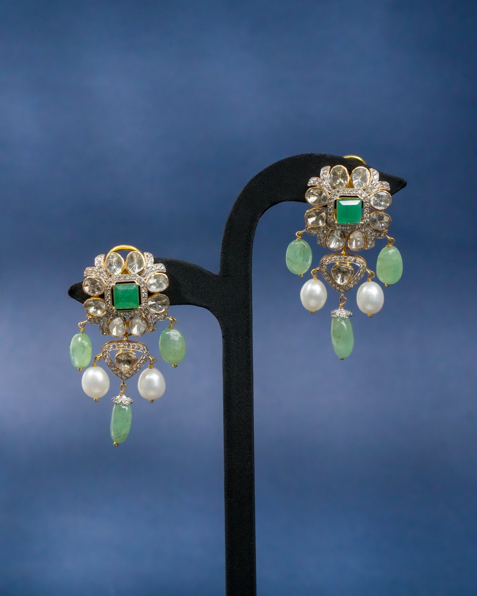 Limsha Polki And Diamond Long Earrings