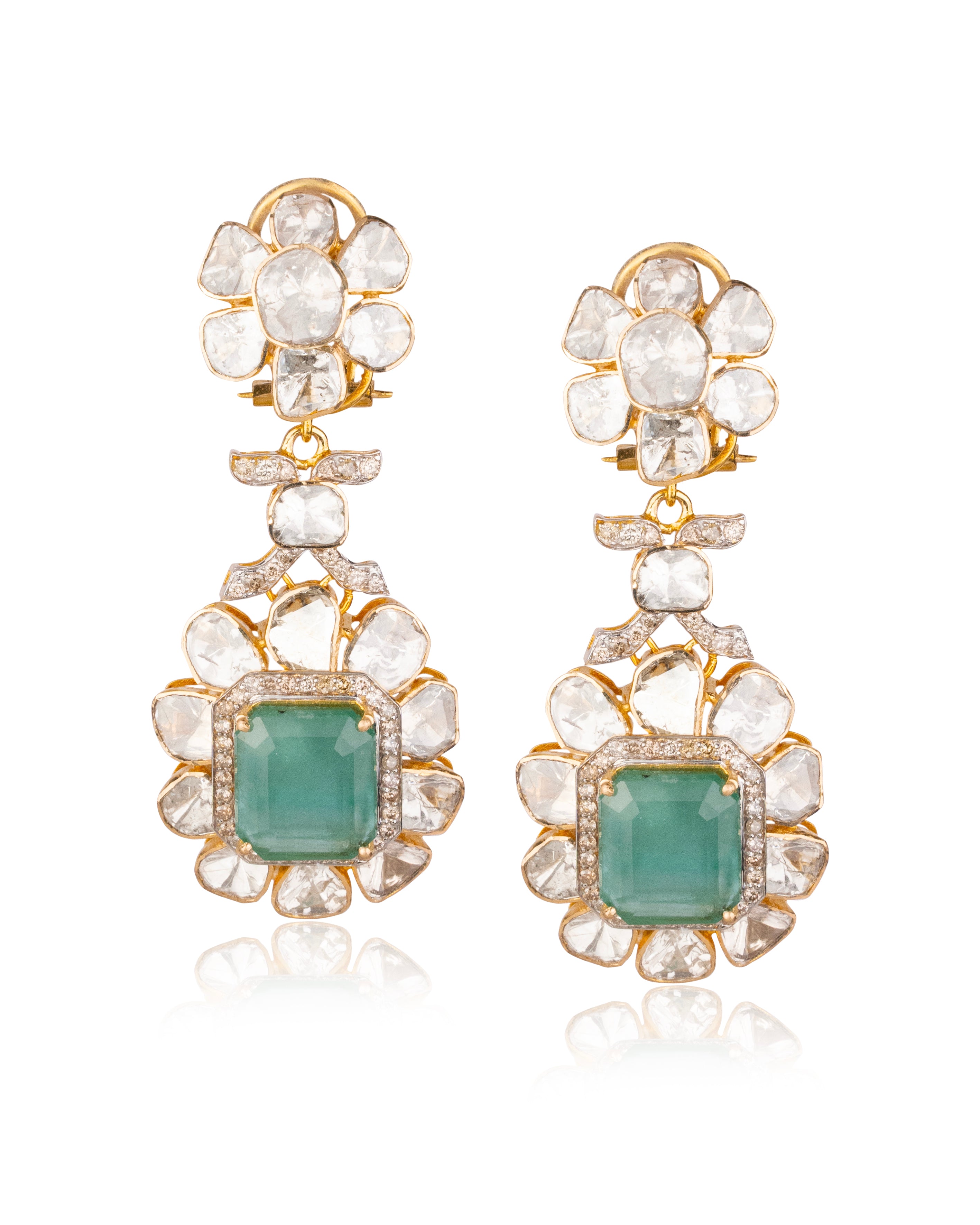 Naelia Polki And Diamond Long Earrings