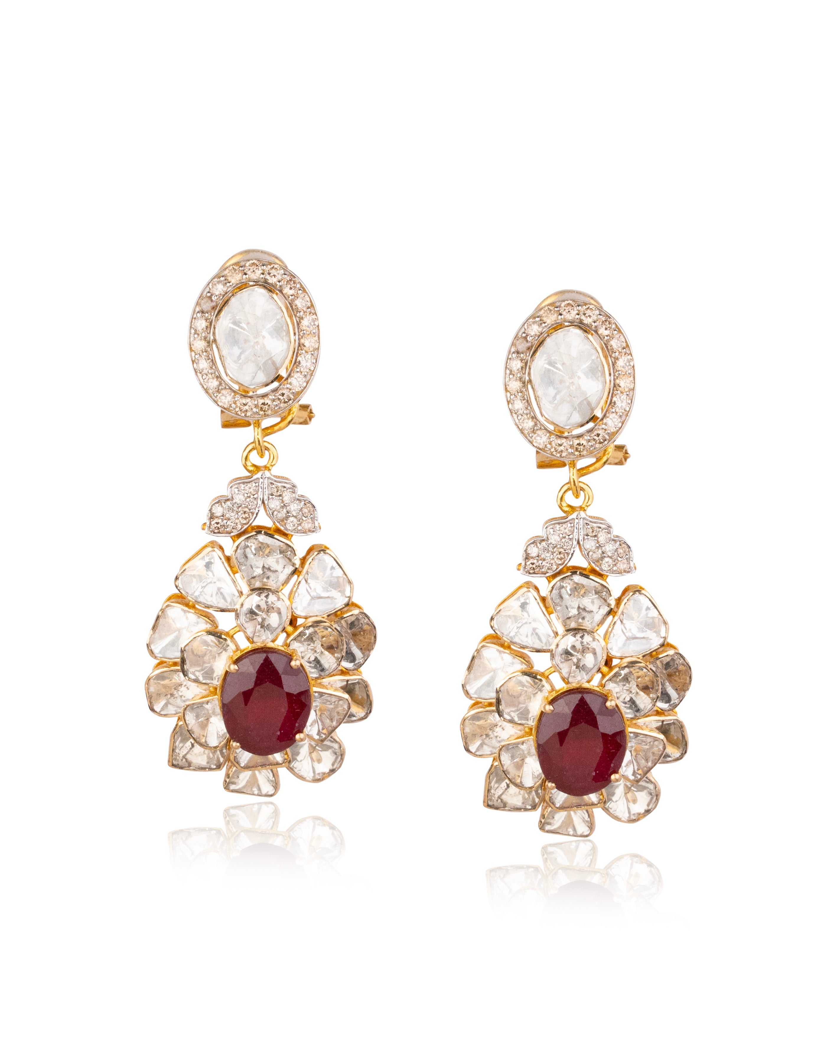 Divyanshi Polki And Diamond Long Earrings