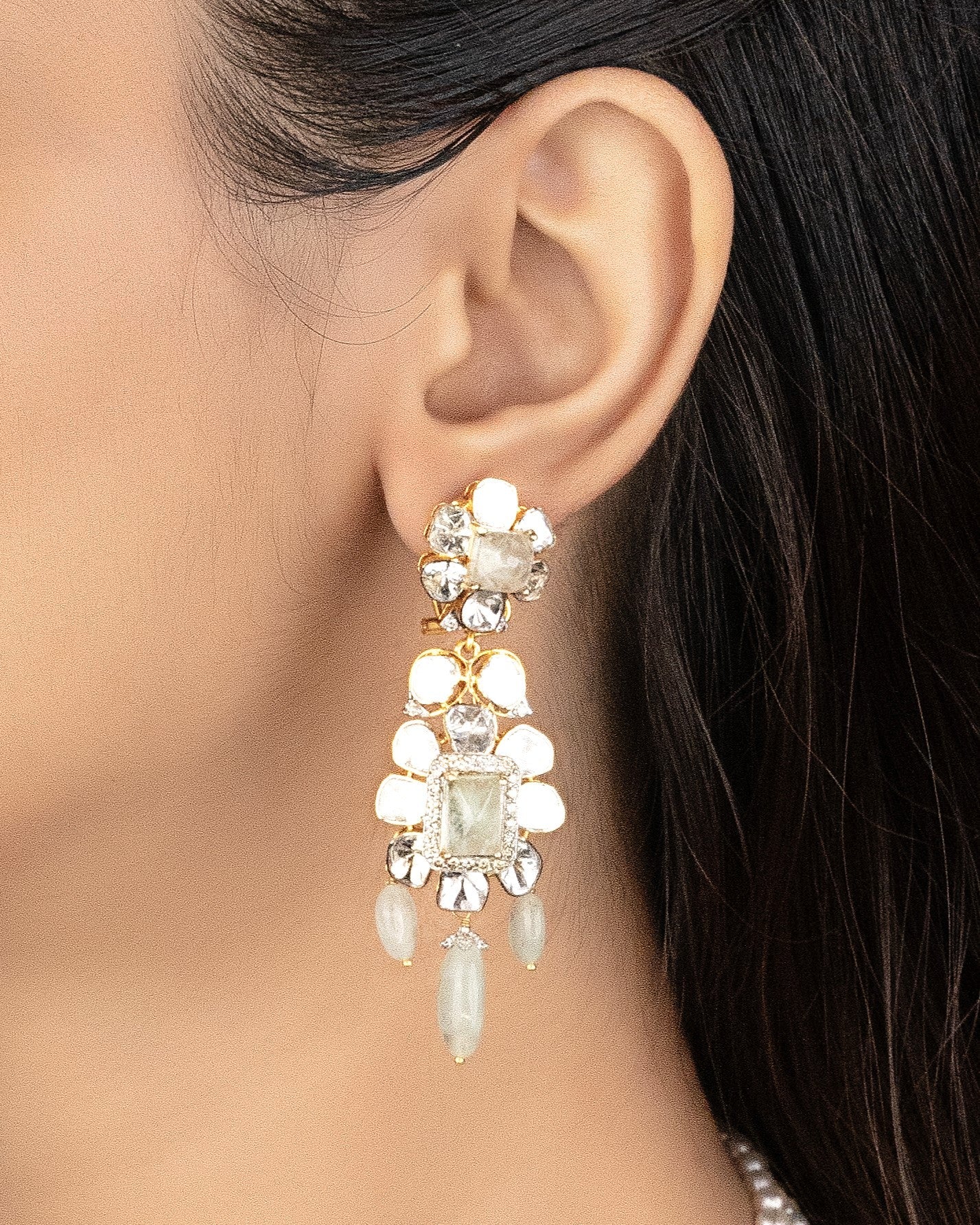 Parnita Polki And Diamond Long Earrings