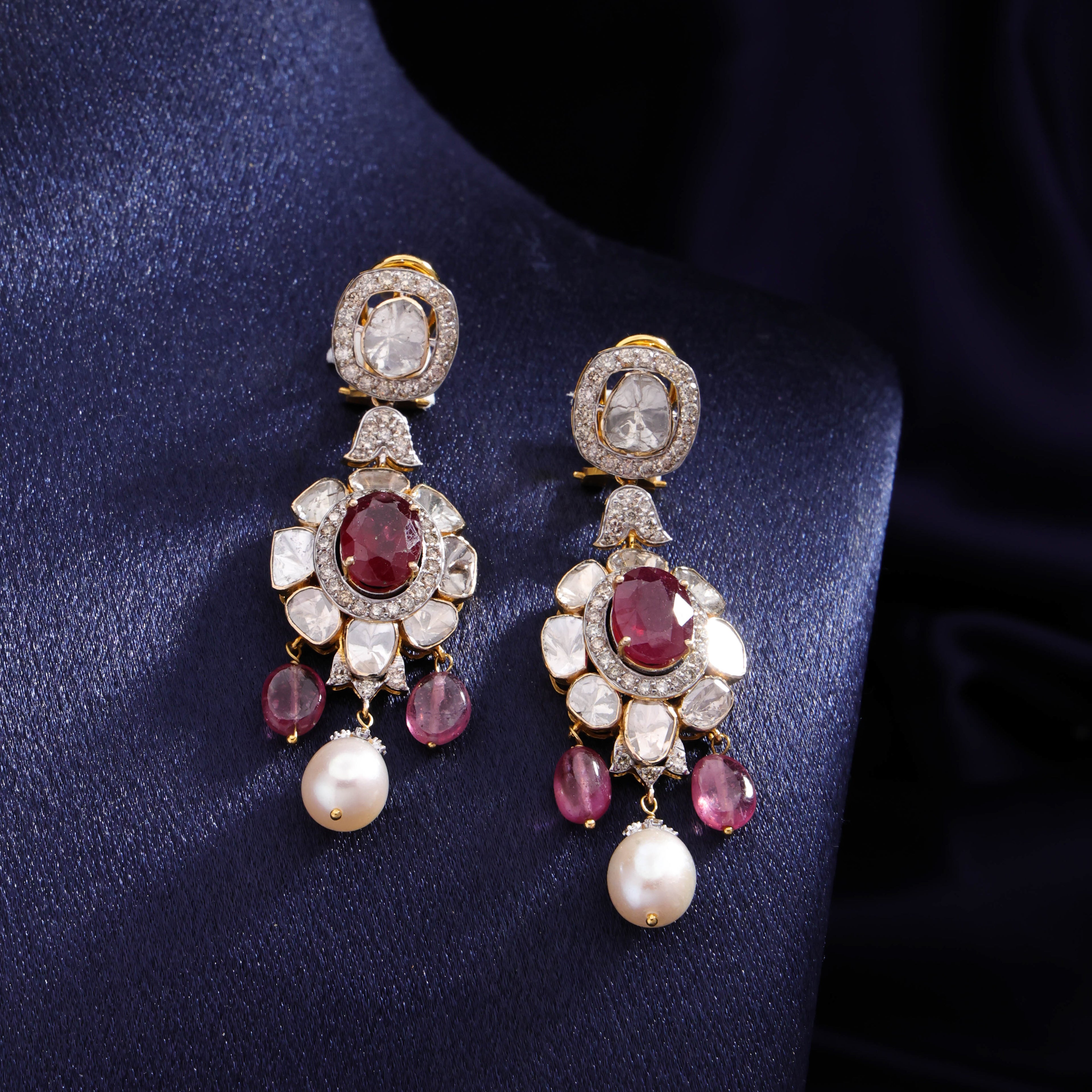 Namira Polki And Diamond Long Earrings