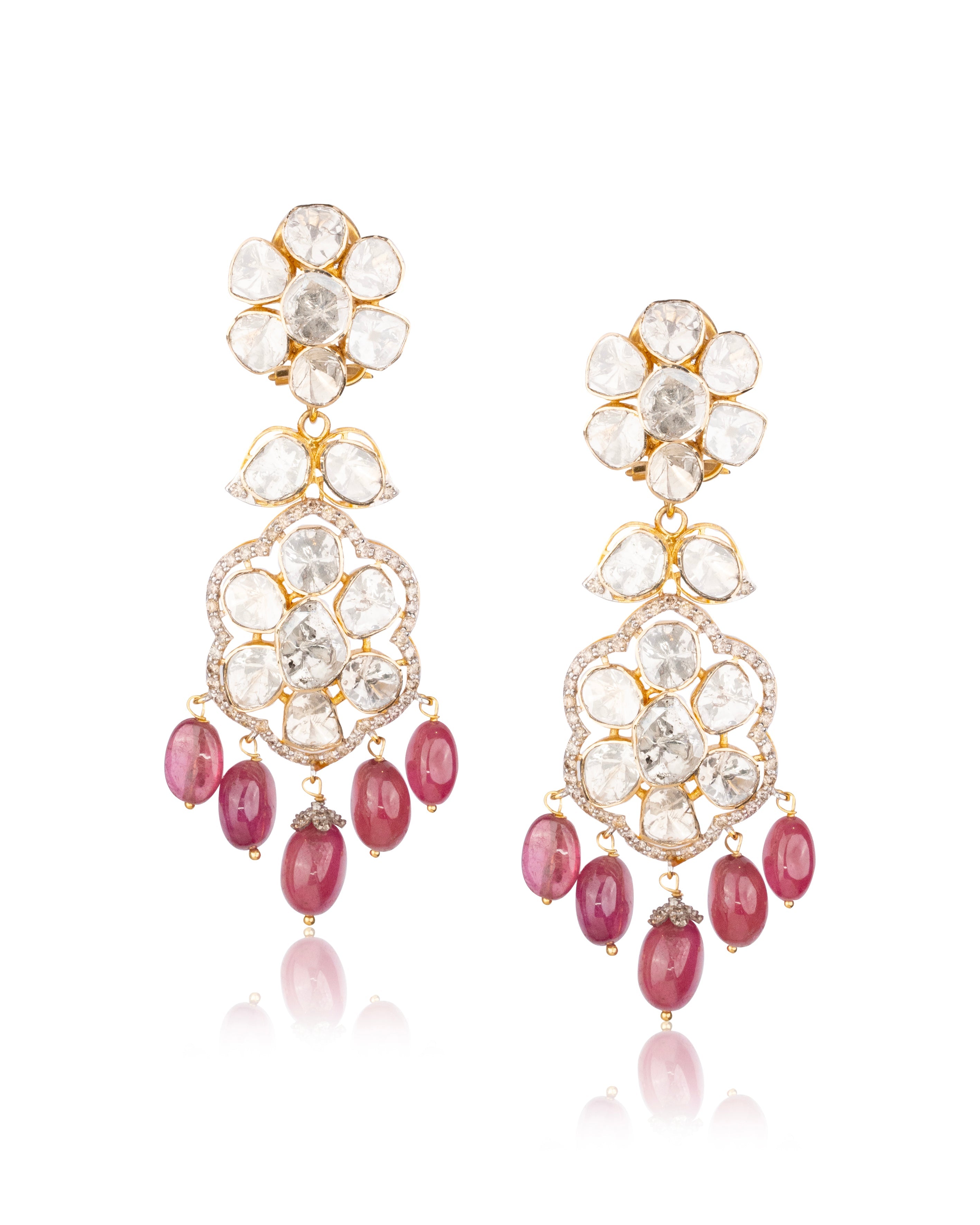 Mruti Polki And Diamond Long Earrings