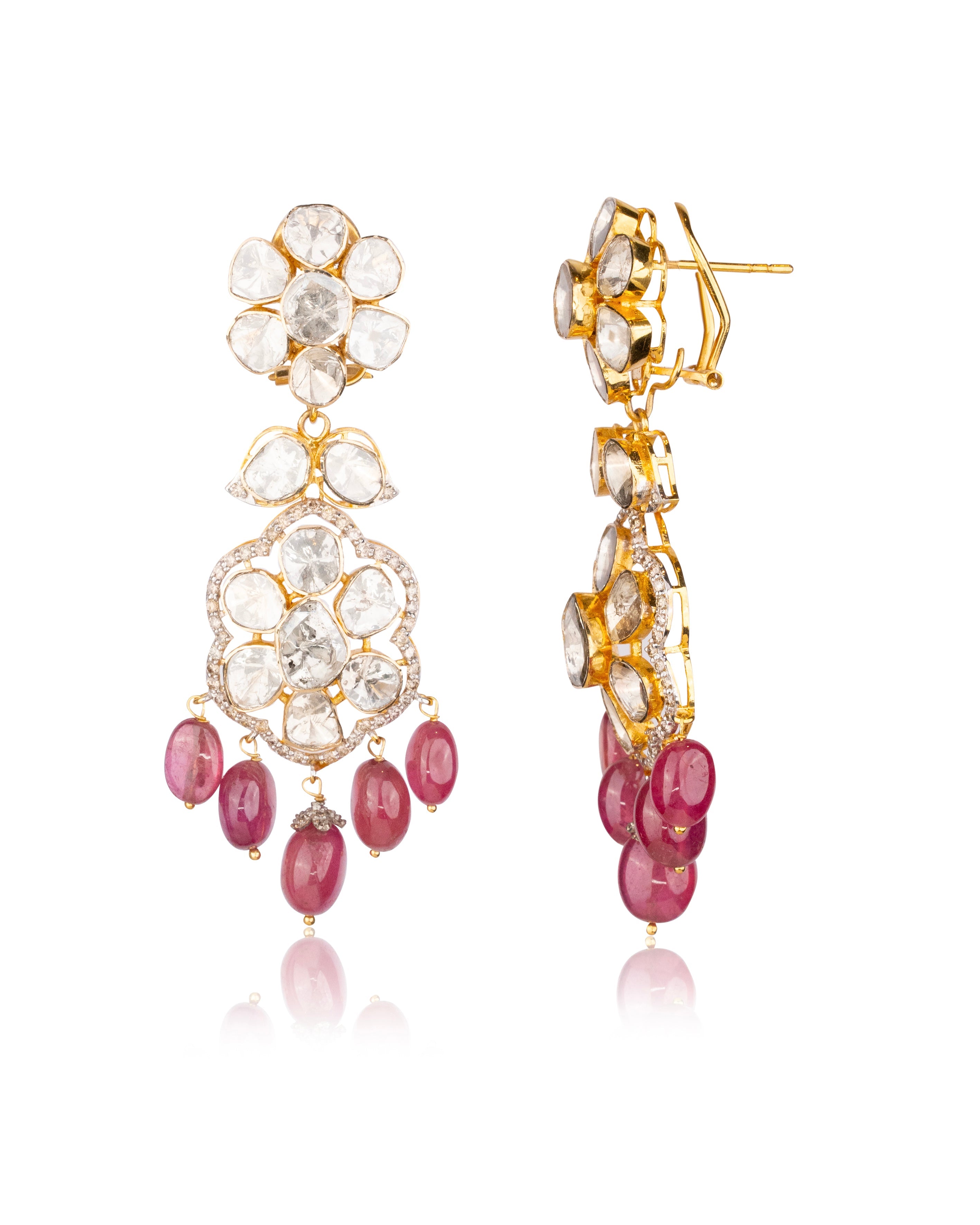Mruti Polki And Diamond Long Earrings