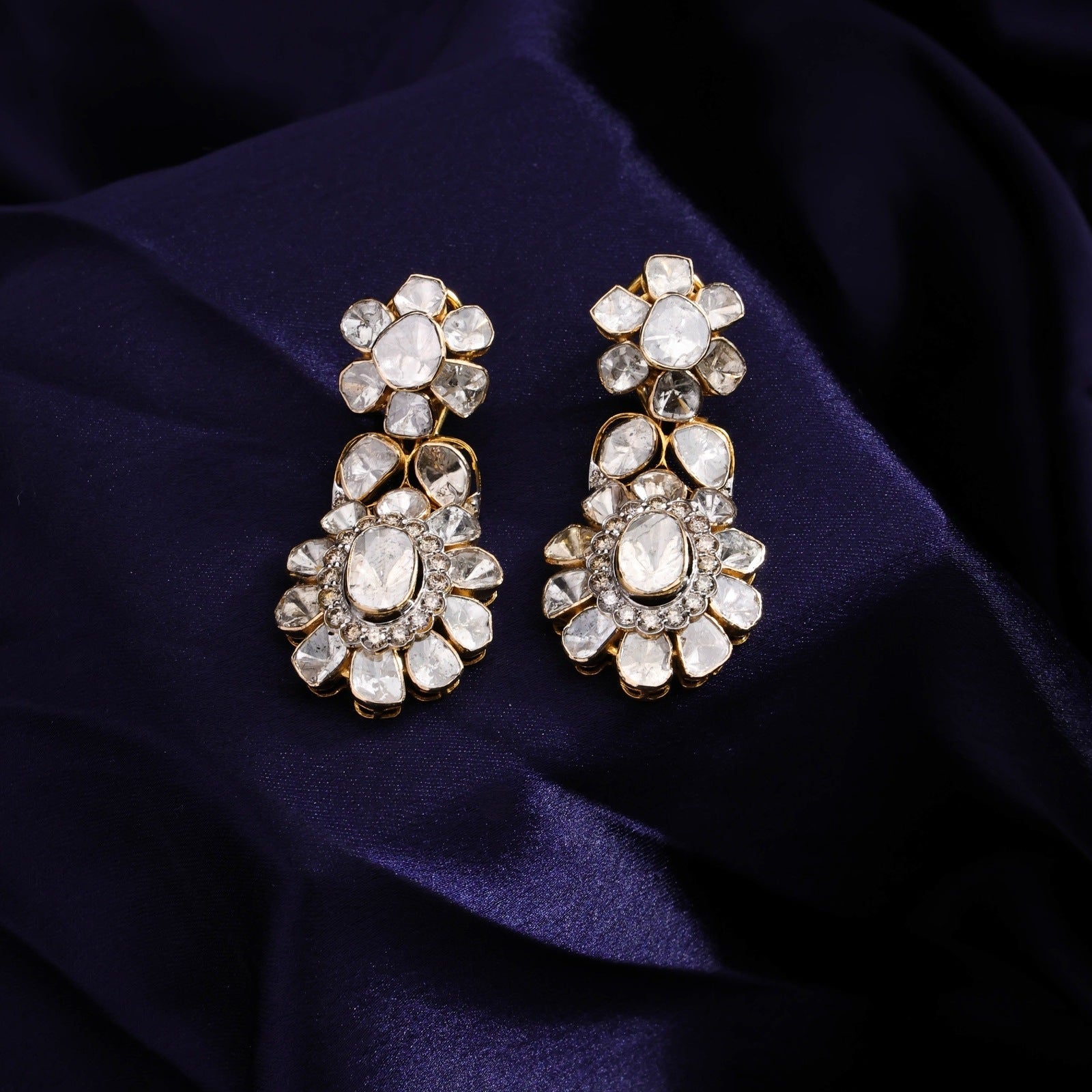 Taranum Polki And Diamond Long Earrings