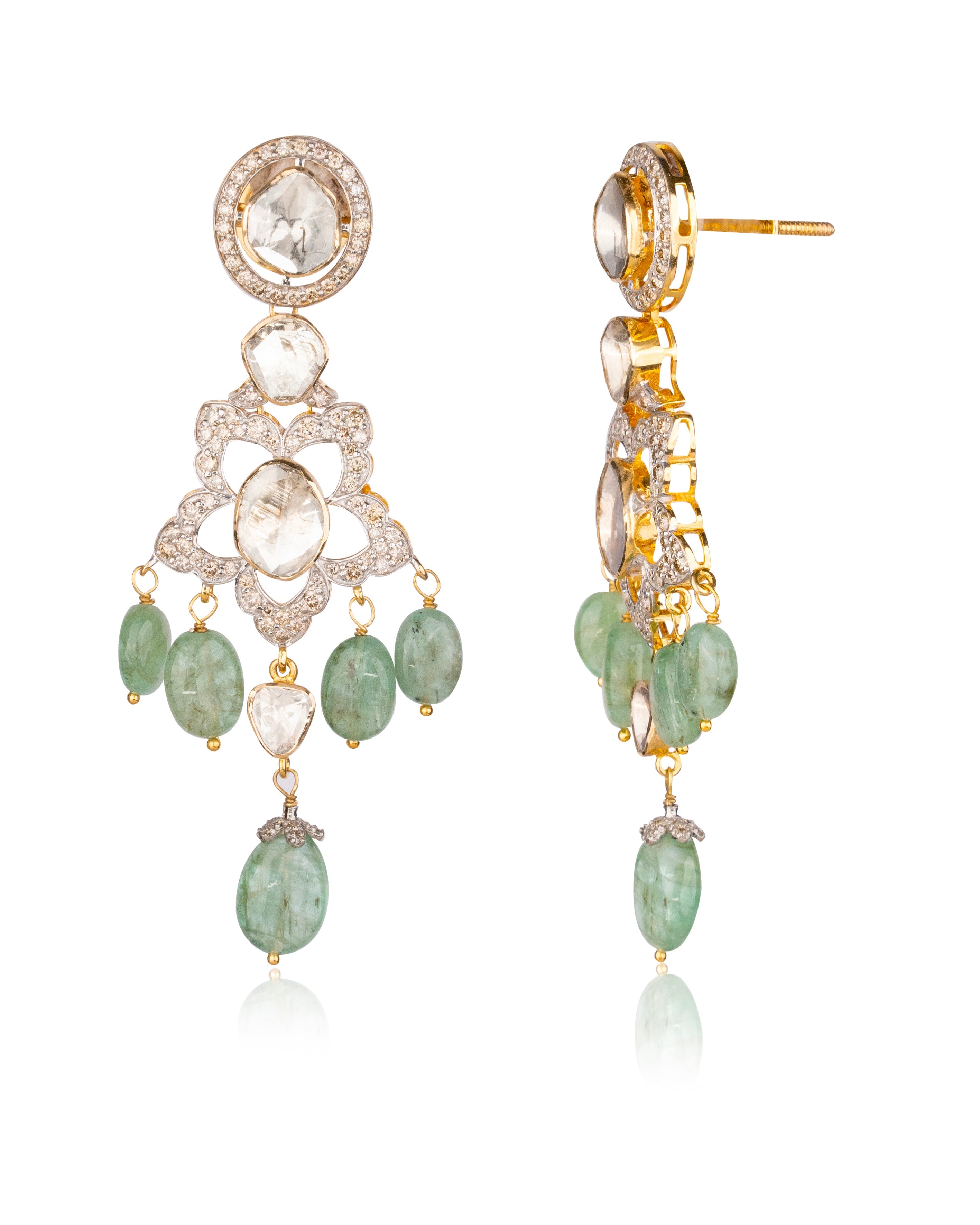 Aashi Polki And Diamond Long Earrings