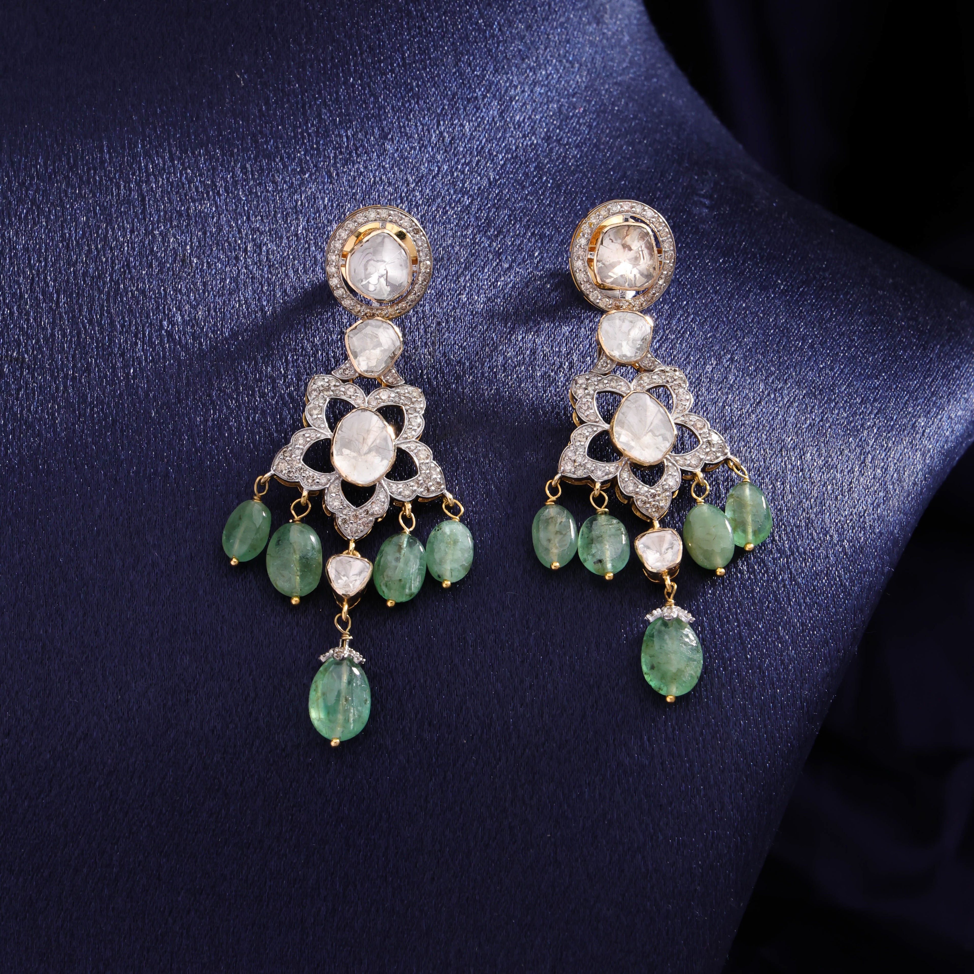 Clea Polki And Diamond Long Earrings