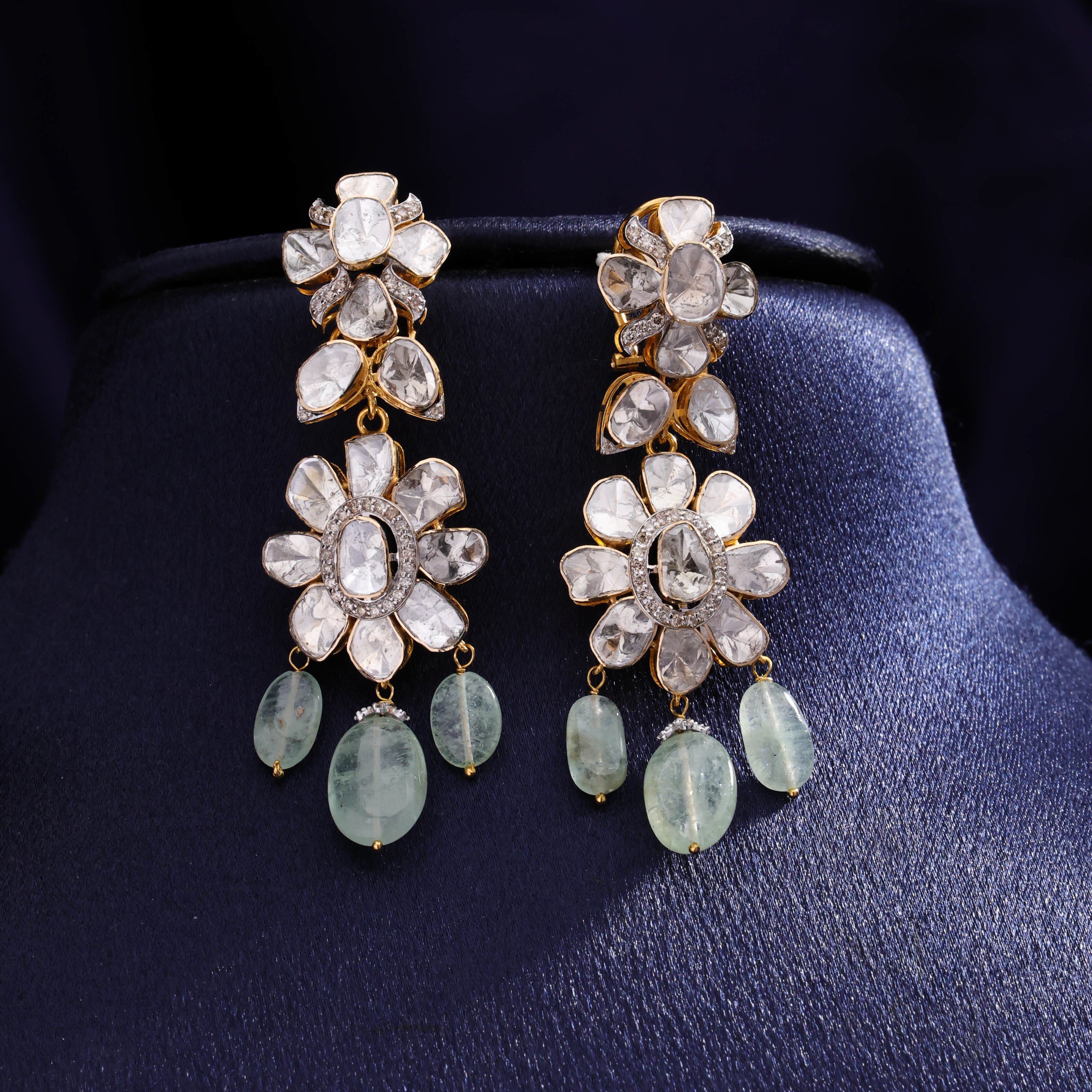 Azura Polki And Diamond Long Earrings