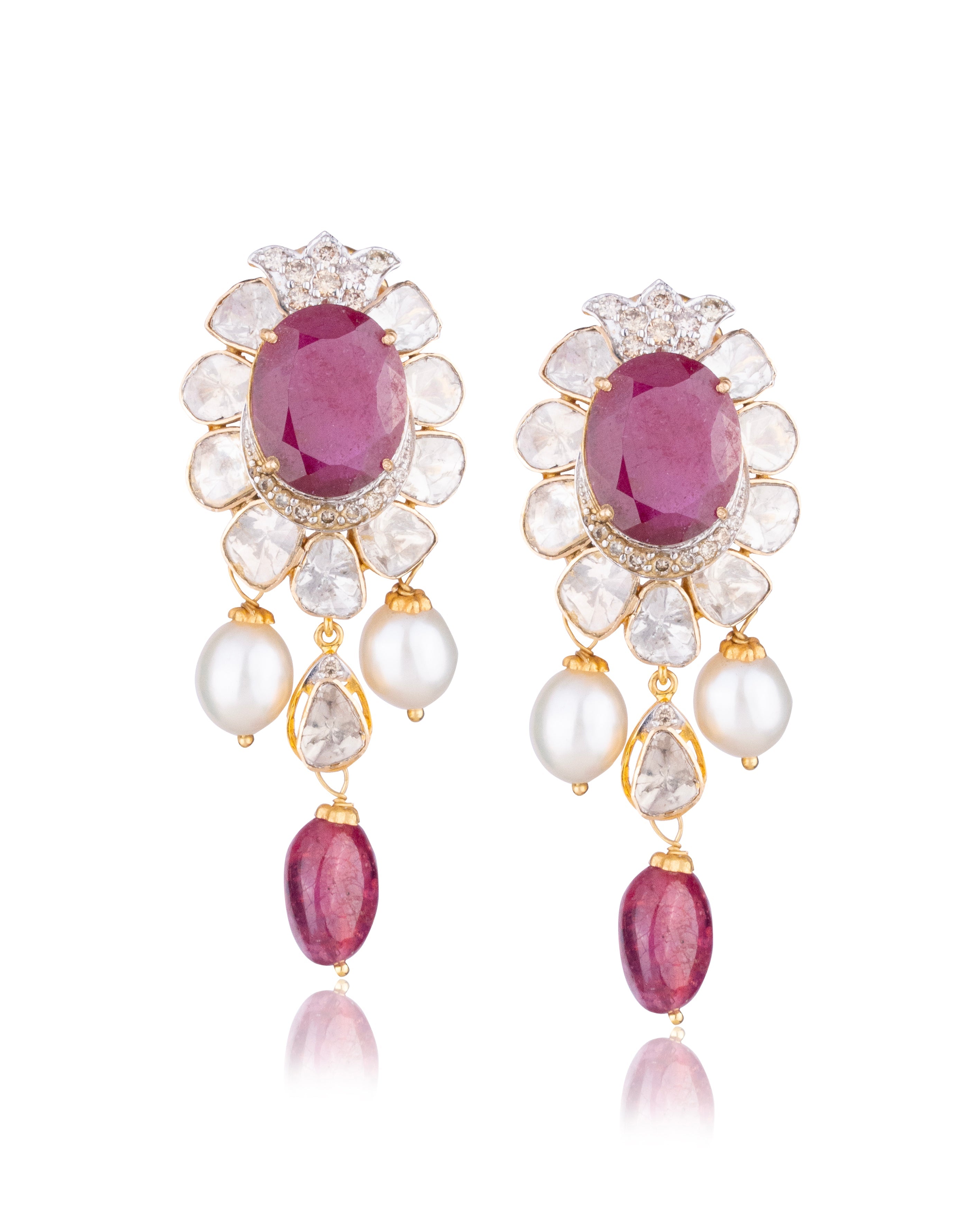 Kavita Polki And Diamond Long Earrings