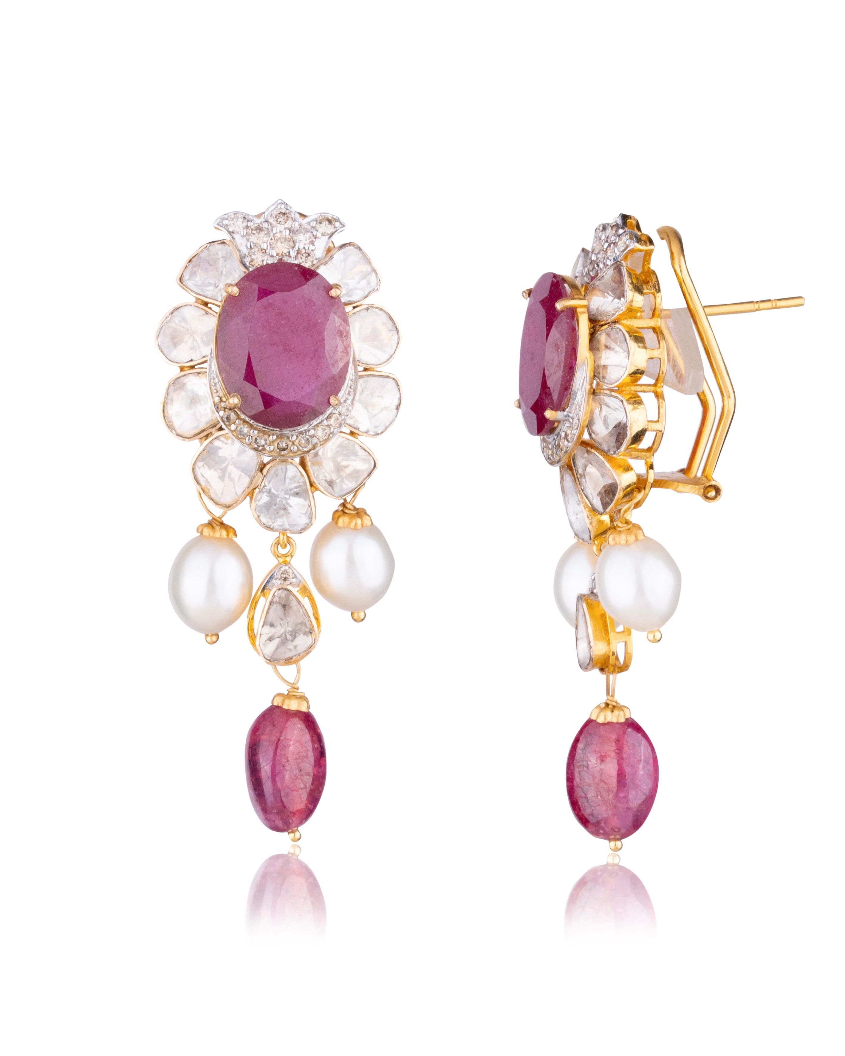 Kavita Polki And Diamond Long Earrings