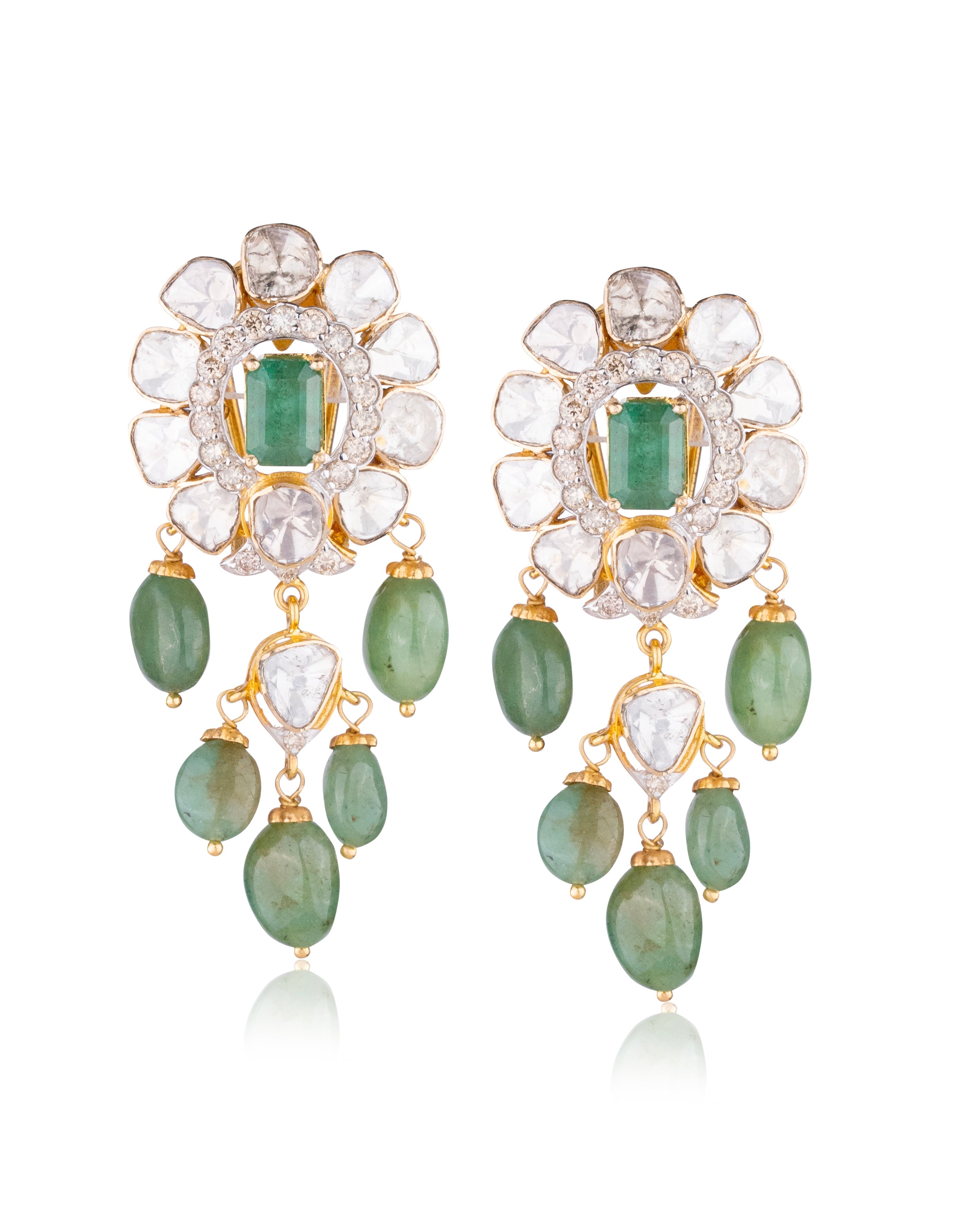 Racheal Polki And Diamond Long Earrings