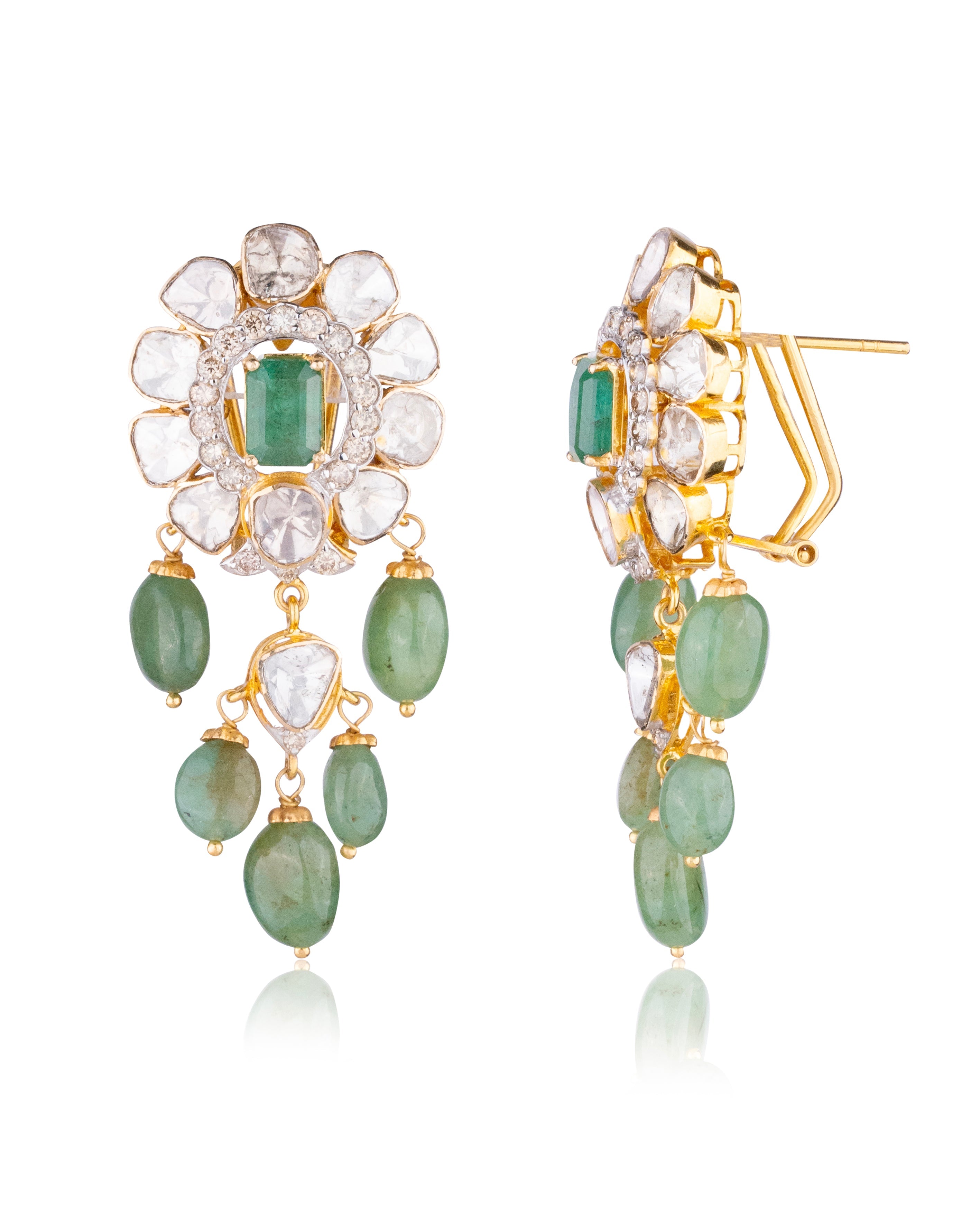 Racheal Polki And Diamond Long Earrings