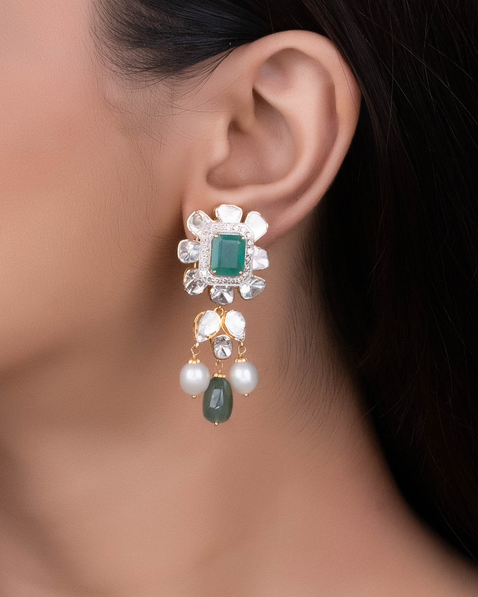Harika Polki And Diamond Long Earrings