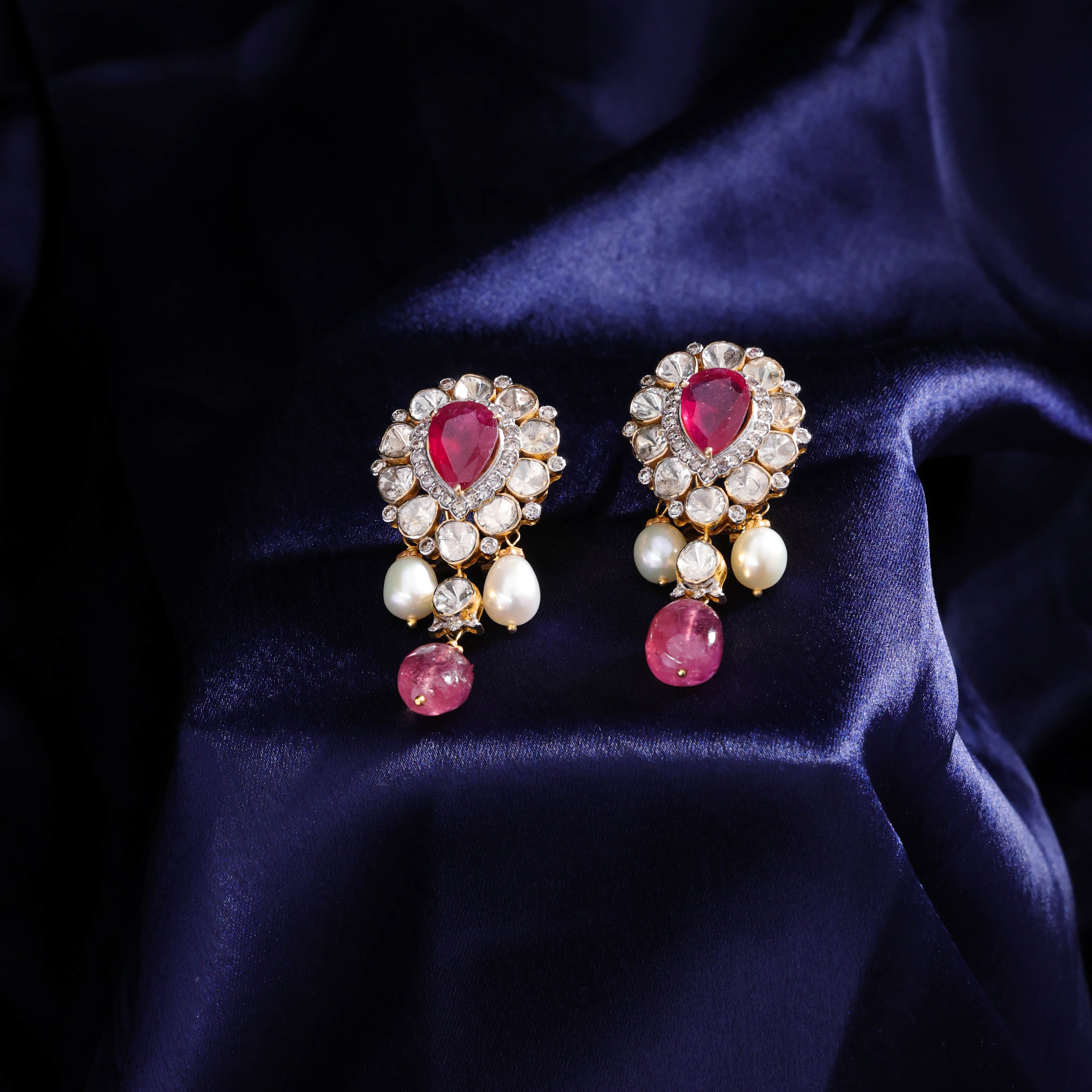 Zynithra Polki And Diamond Long Earrings