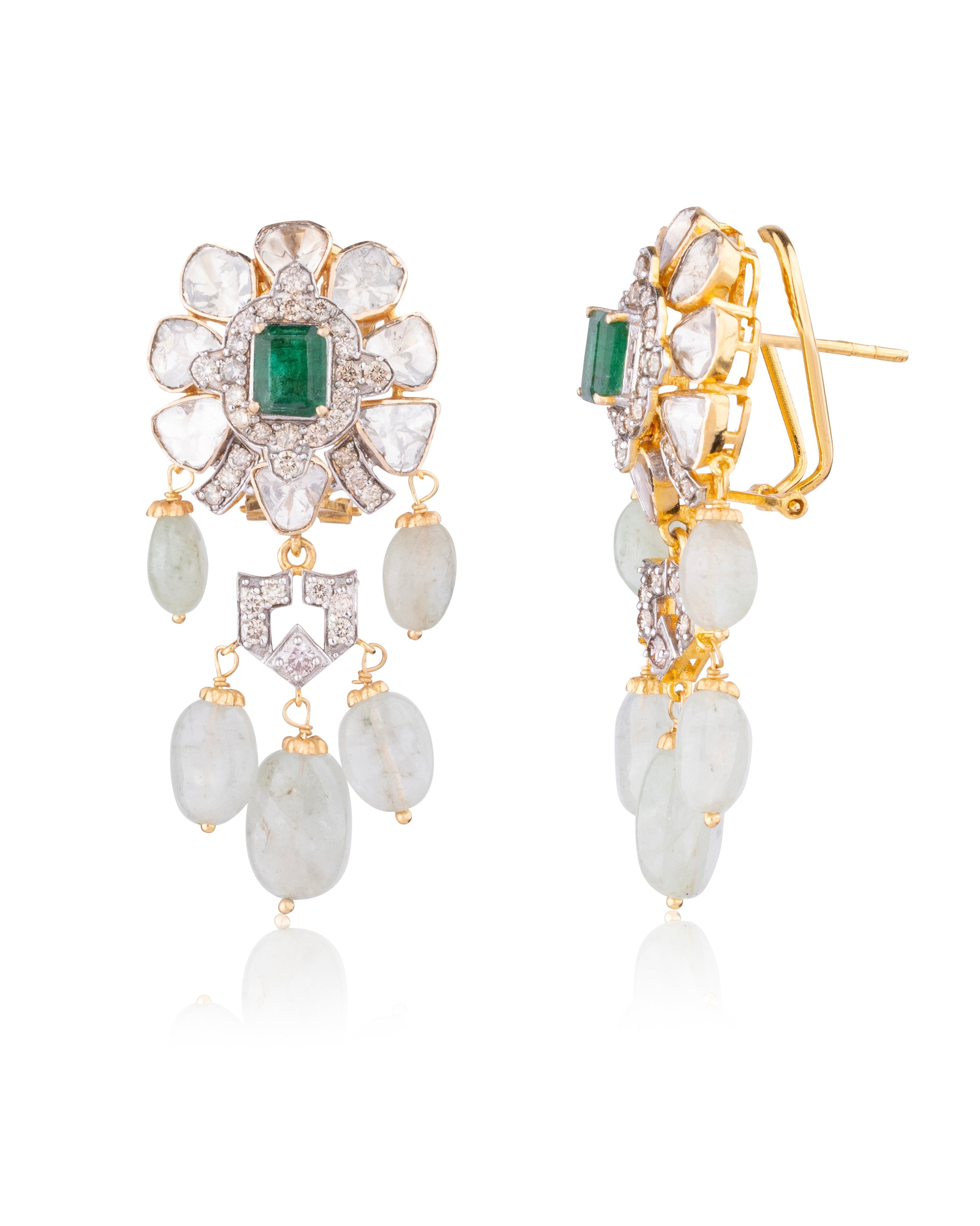 Tejasvini Polki And Diamond Long Earrings