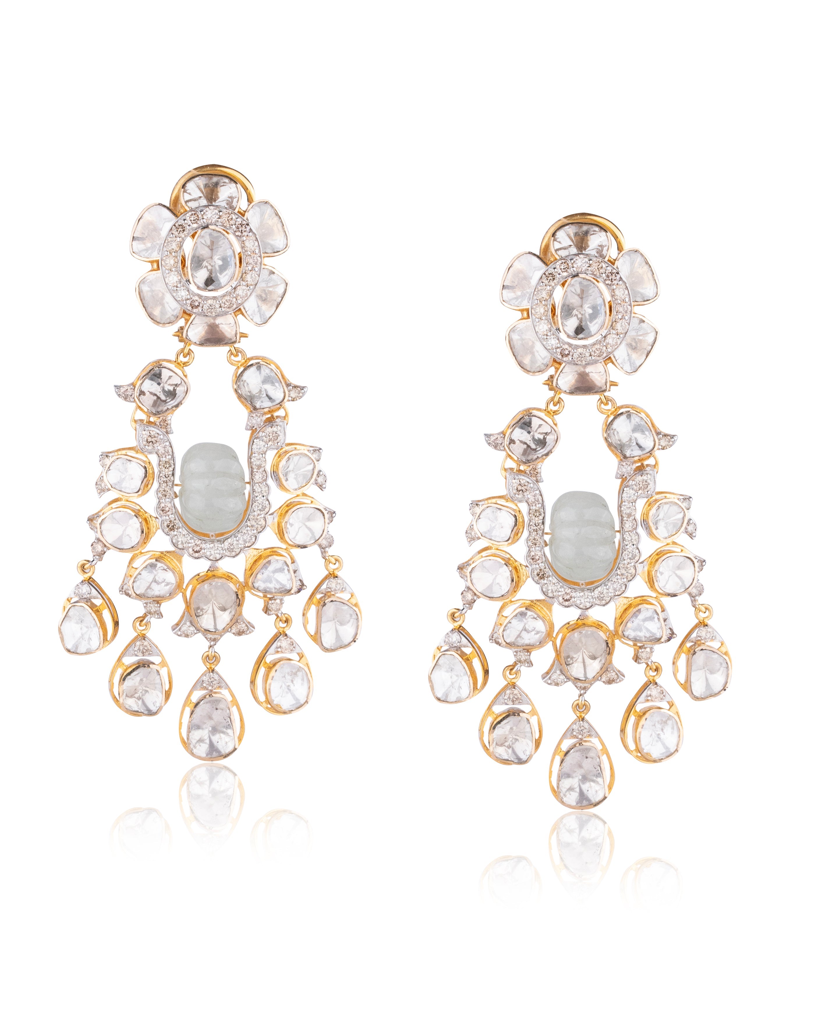 Afra Polki And Diamond Long Earrings