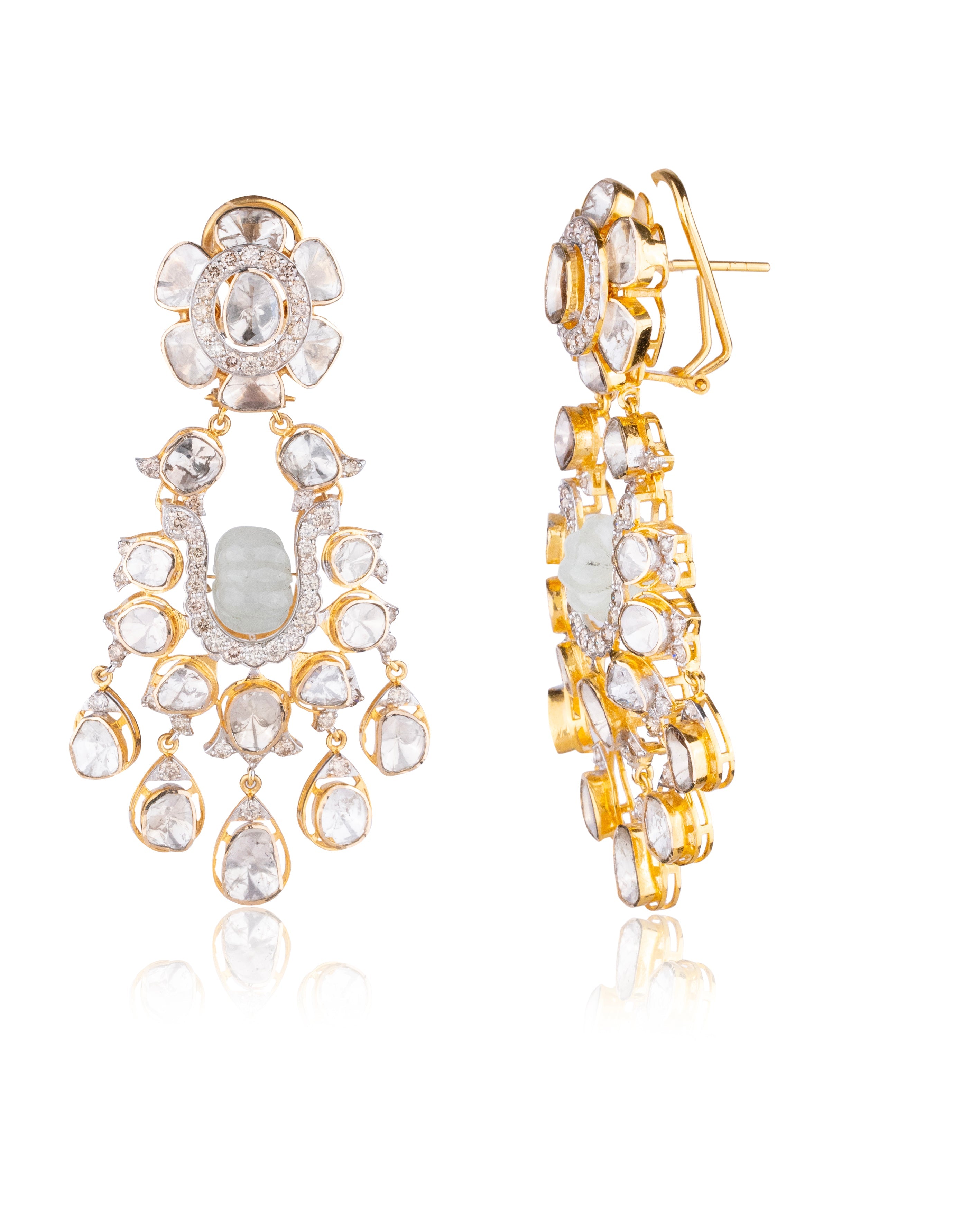 Afra Polki And Diamond Long Earrings