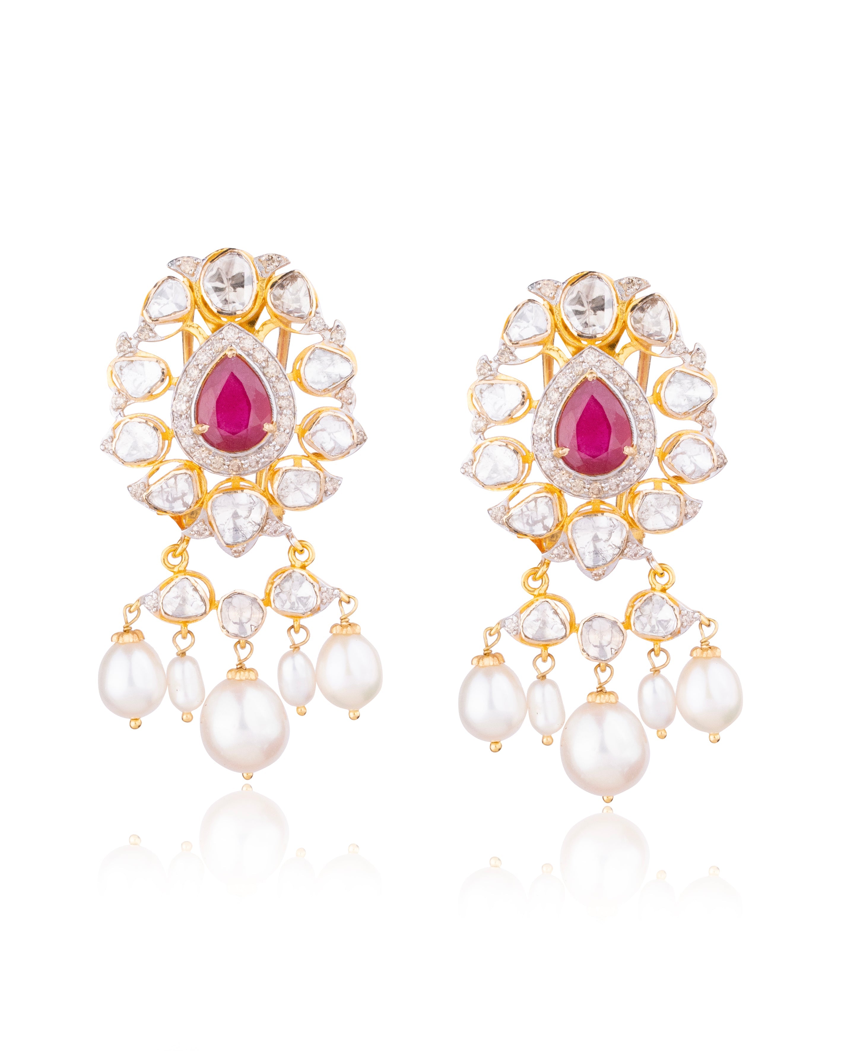 Harshita Polki And Diamond Long Earrings